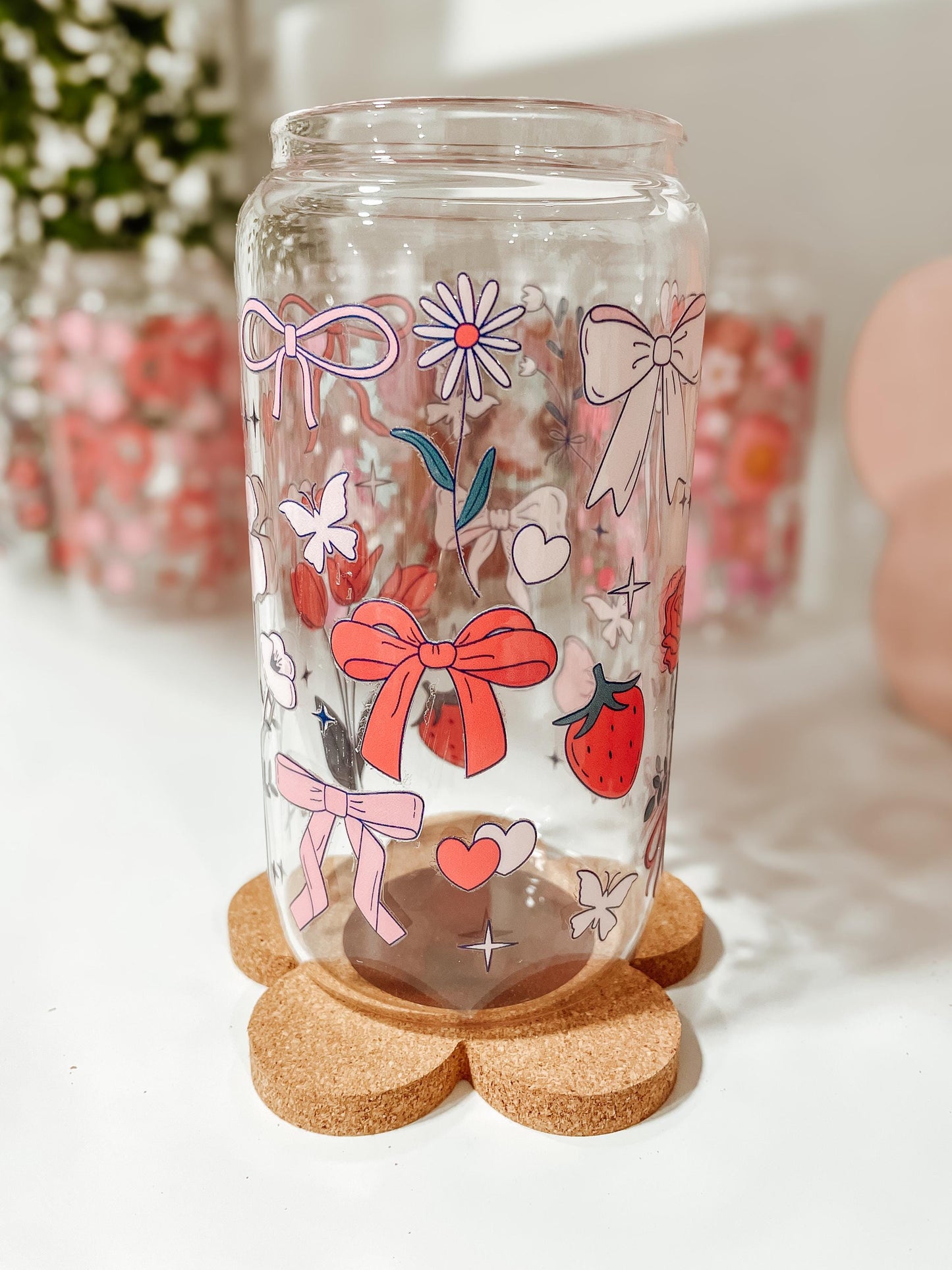 Lovely Bow - 16oz glass tumbler