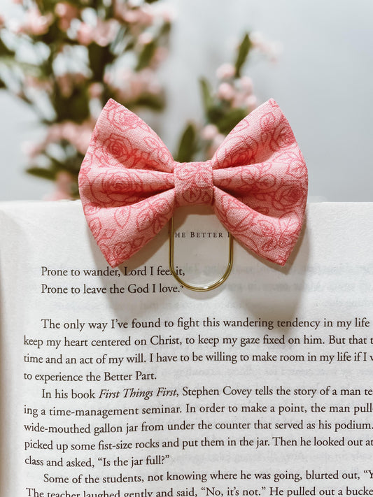 Delicate Rose - petite bow bookmark
