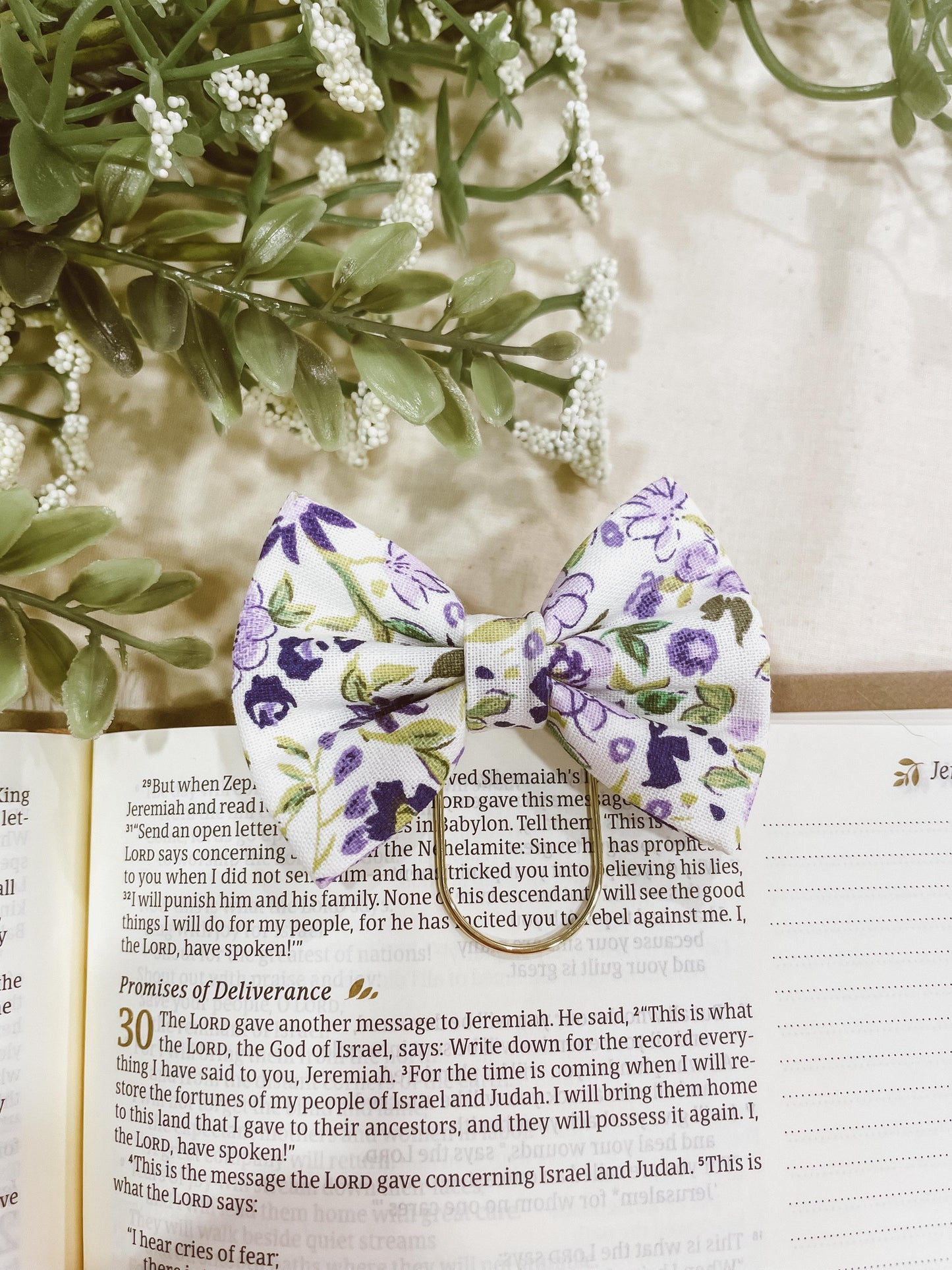 Wild Lavender- petite bow bookmark