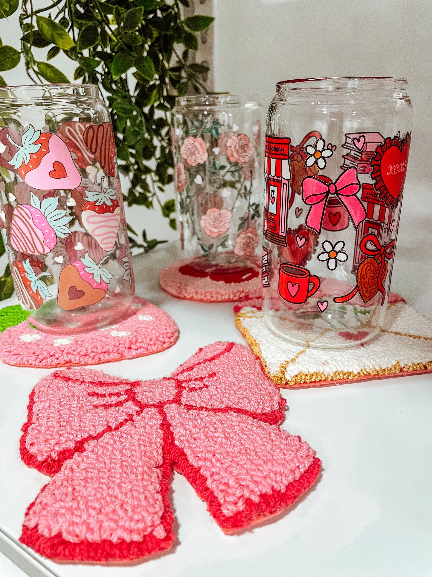 ‘Pink Berry’ mug rug coaster