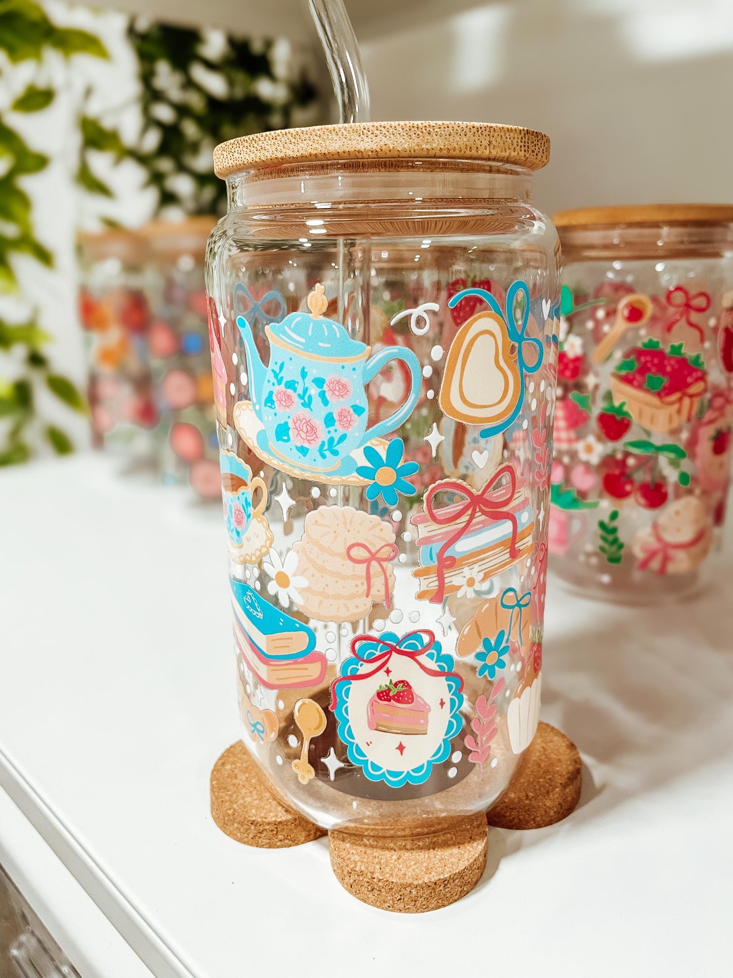 Coquette Tea Time - 16oz glass tumbler