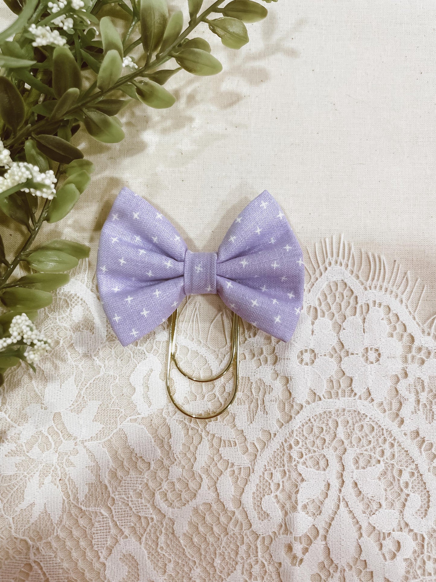 Lilac Cross- petite bow bookmark