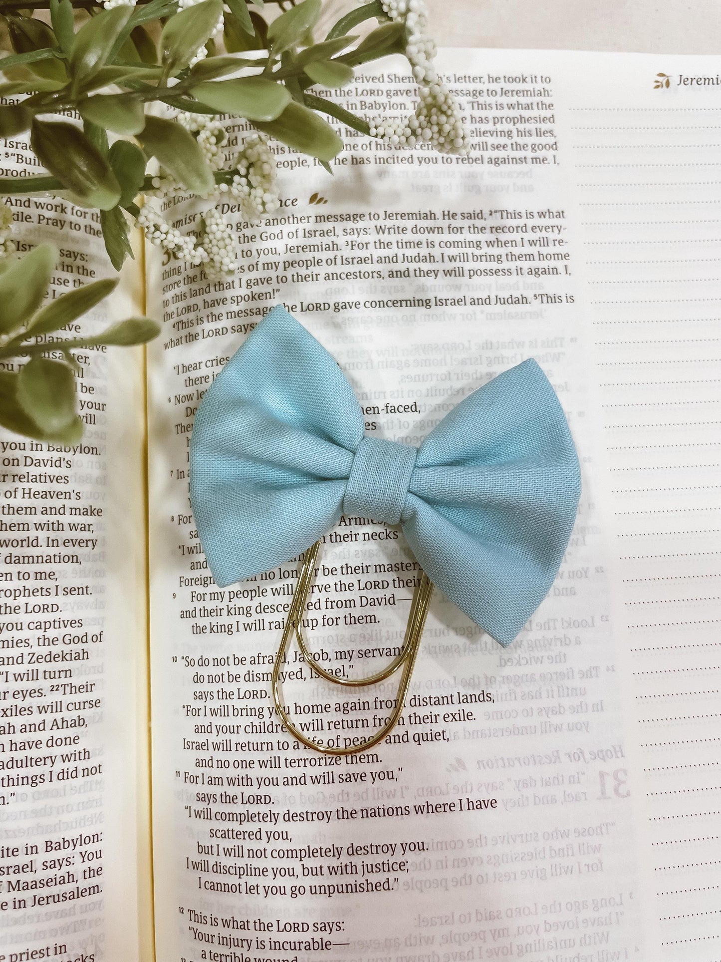 Aqua- petite bow bookmark
