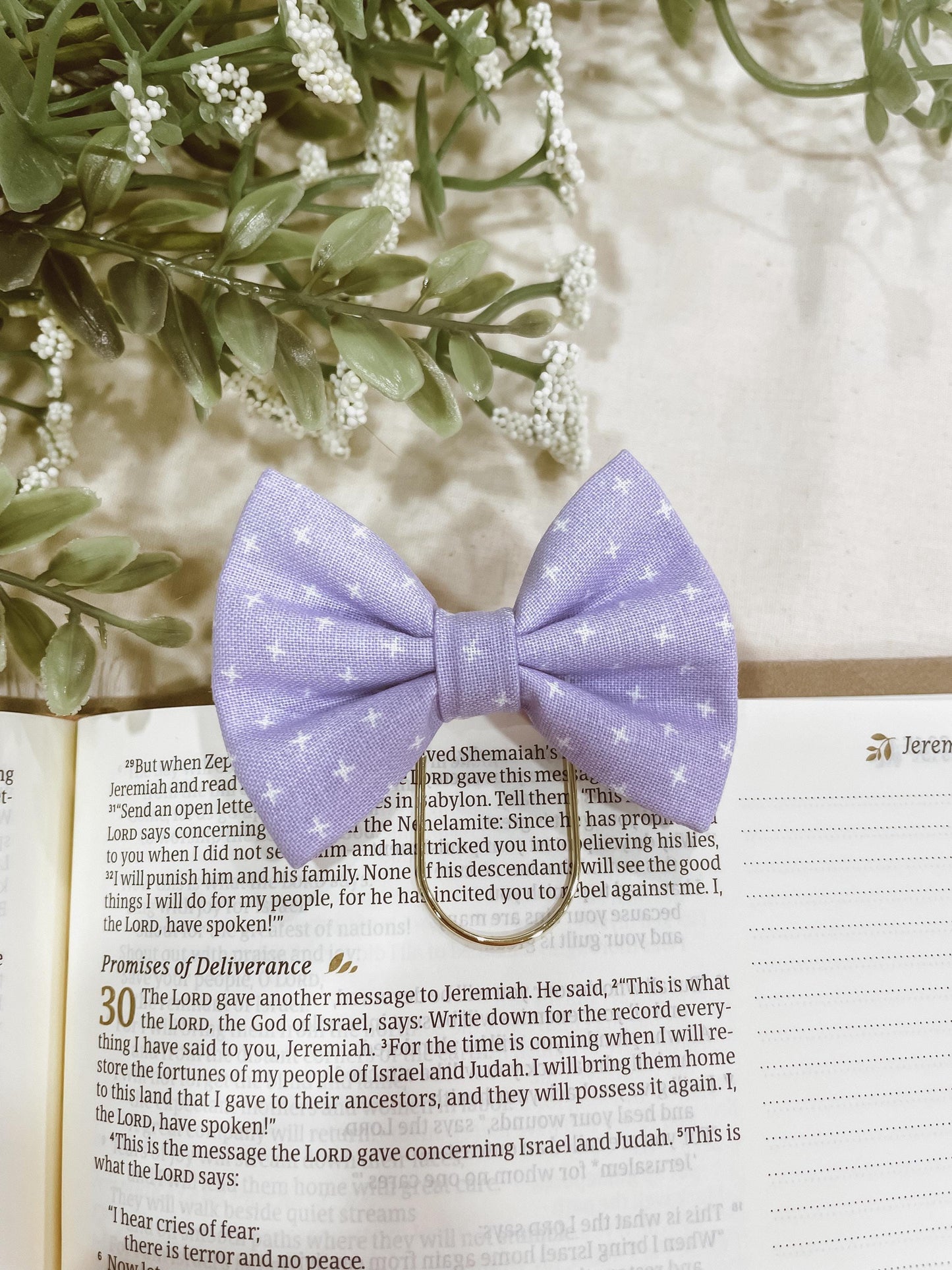 Lilac Cross- petite bow bookmark