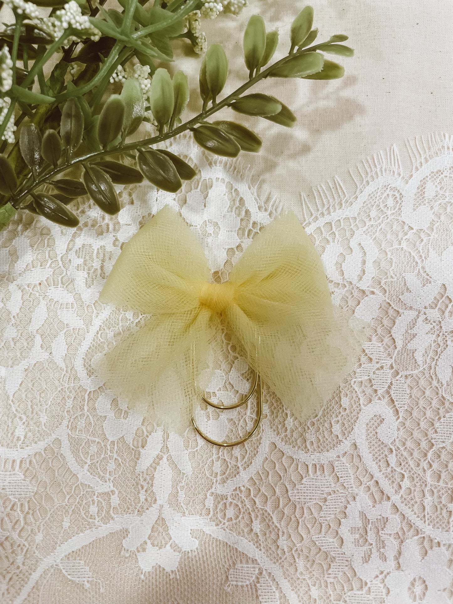 Lemon yellow tulle - bow bookmark
