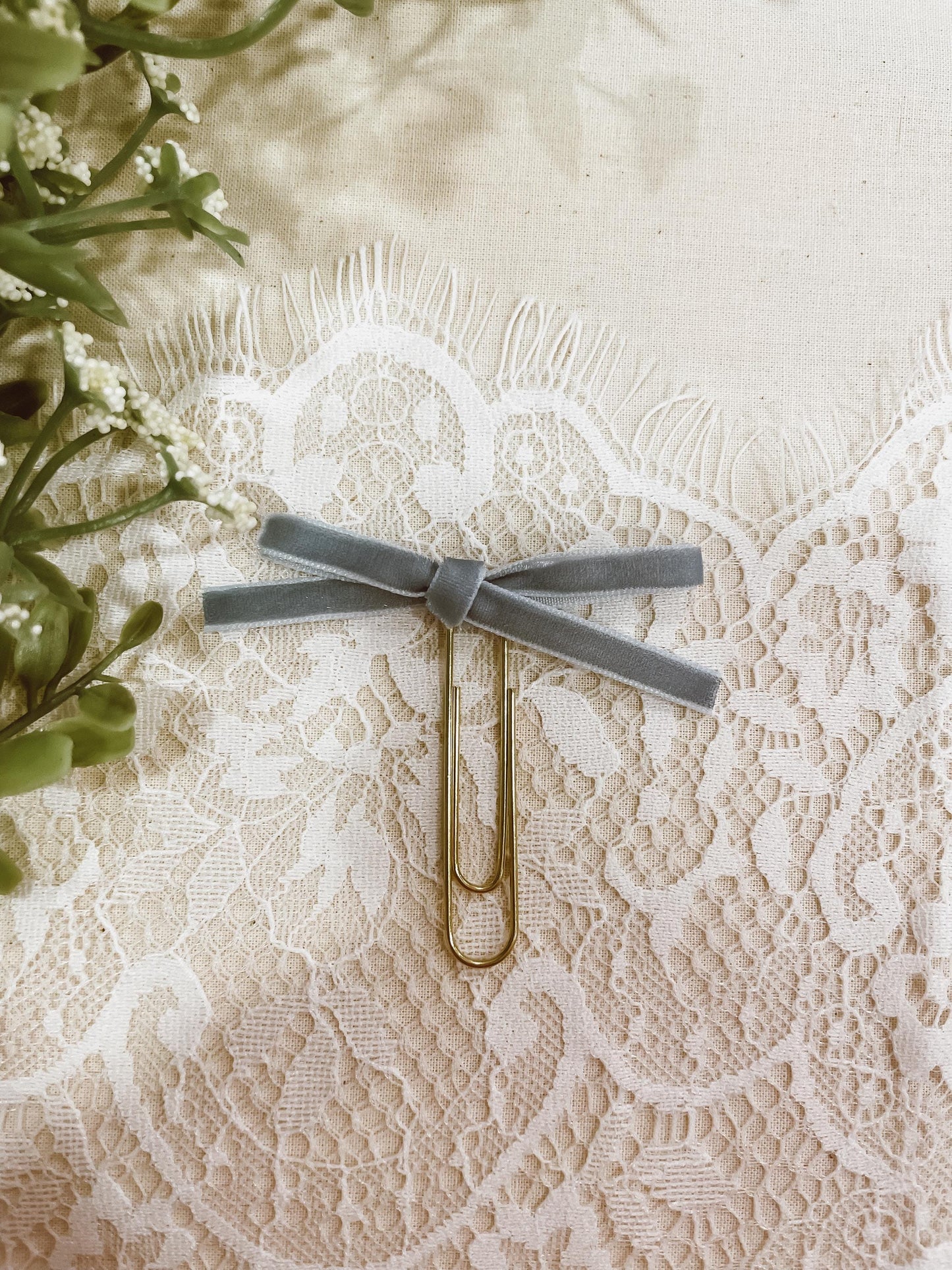 French Blue ~ velvet mini bow bookmark