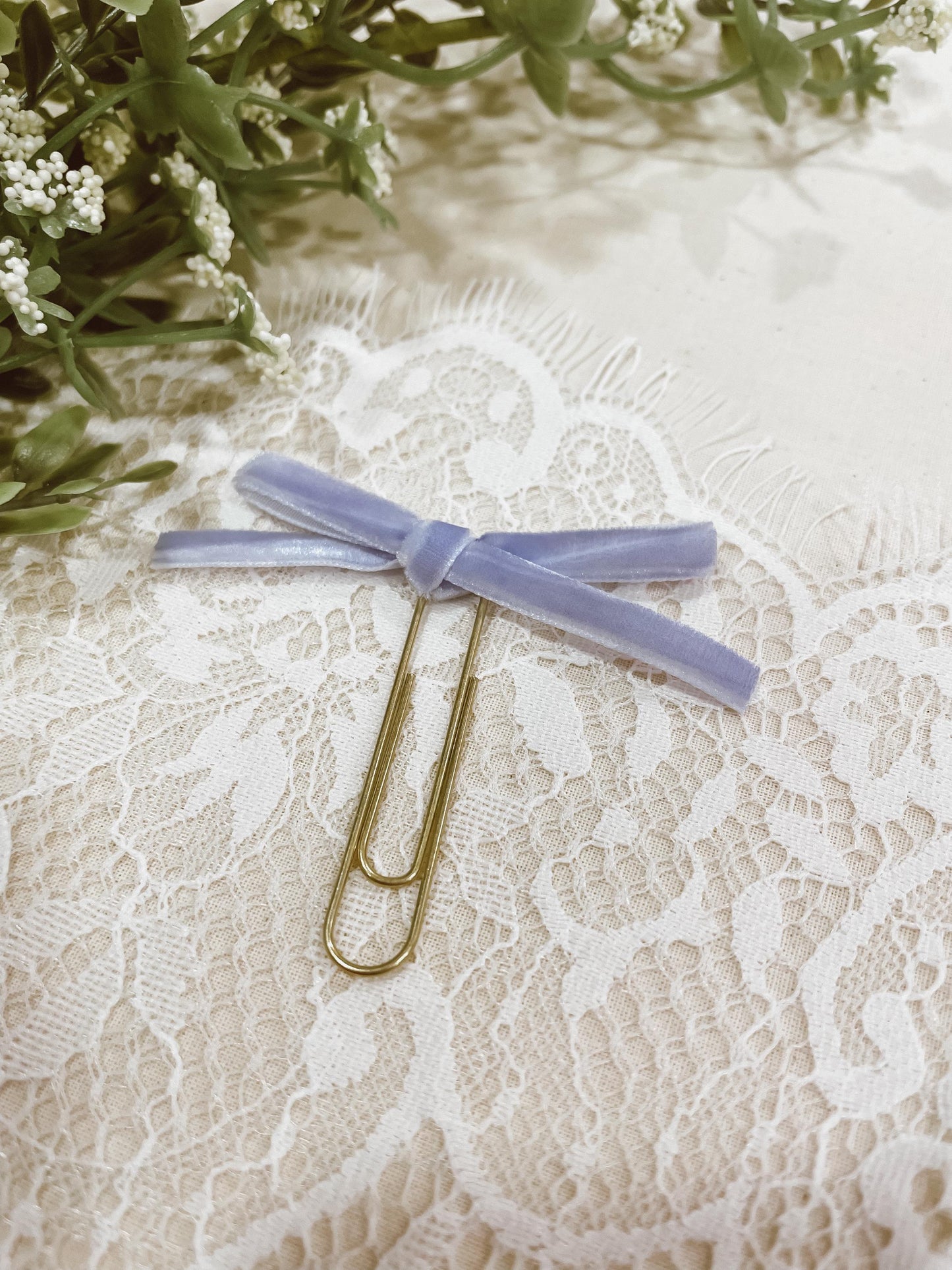 Periwinkle ~ velvet mini bow bookmark