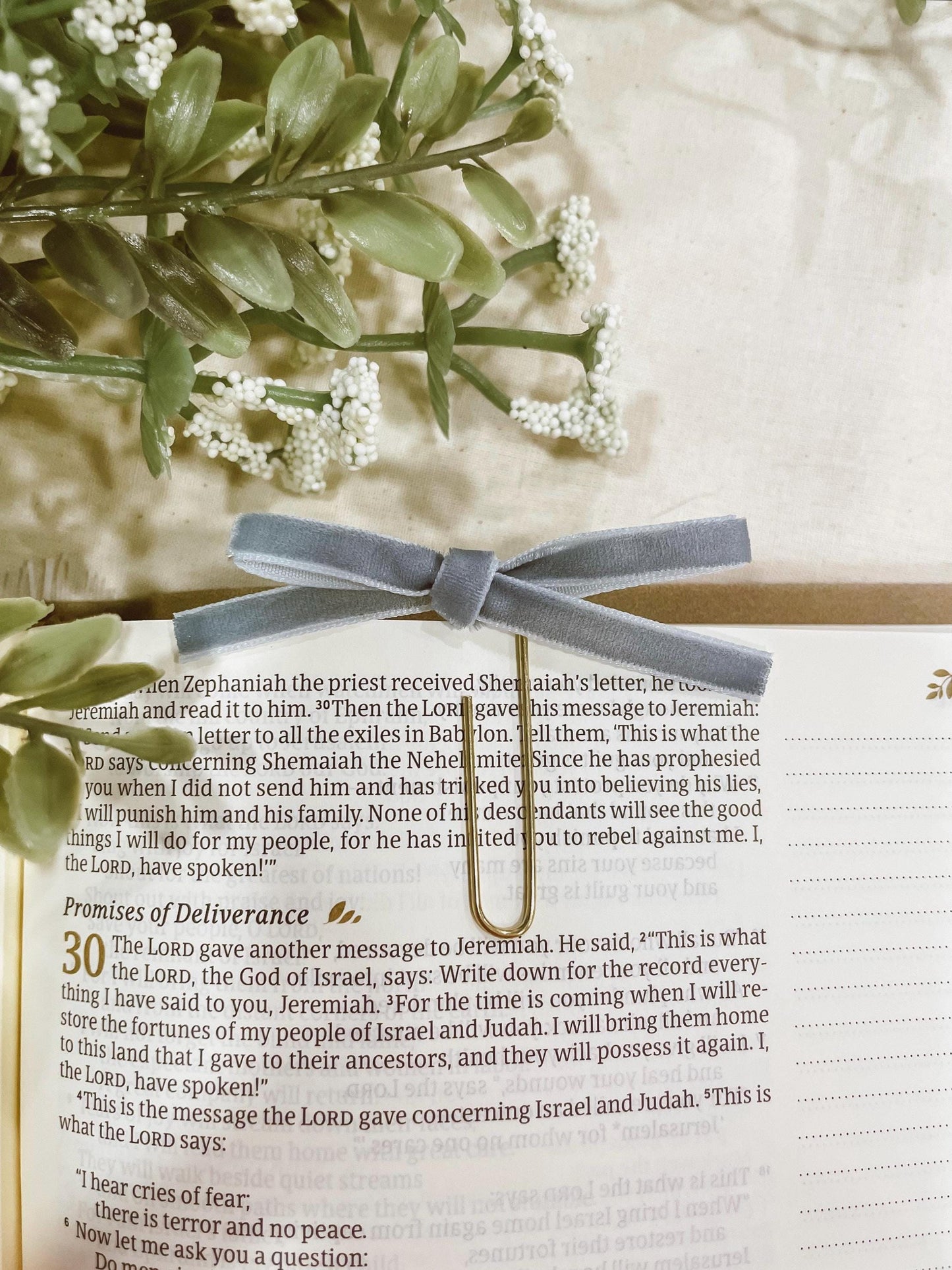 French Blue ~ velvet mini bow bookmark
