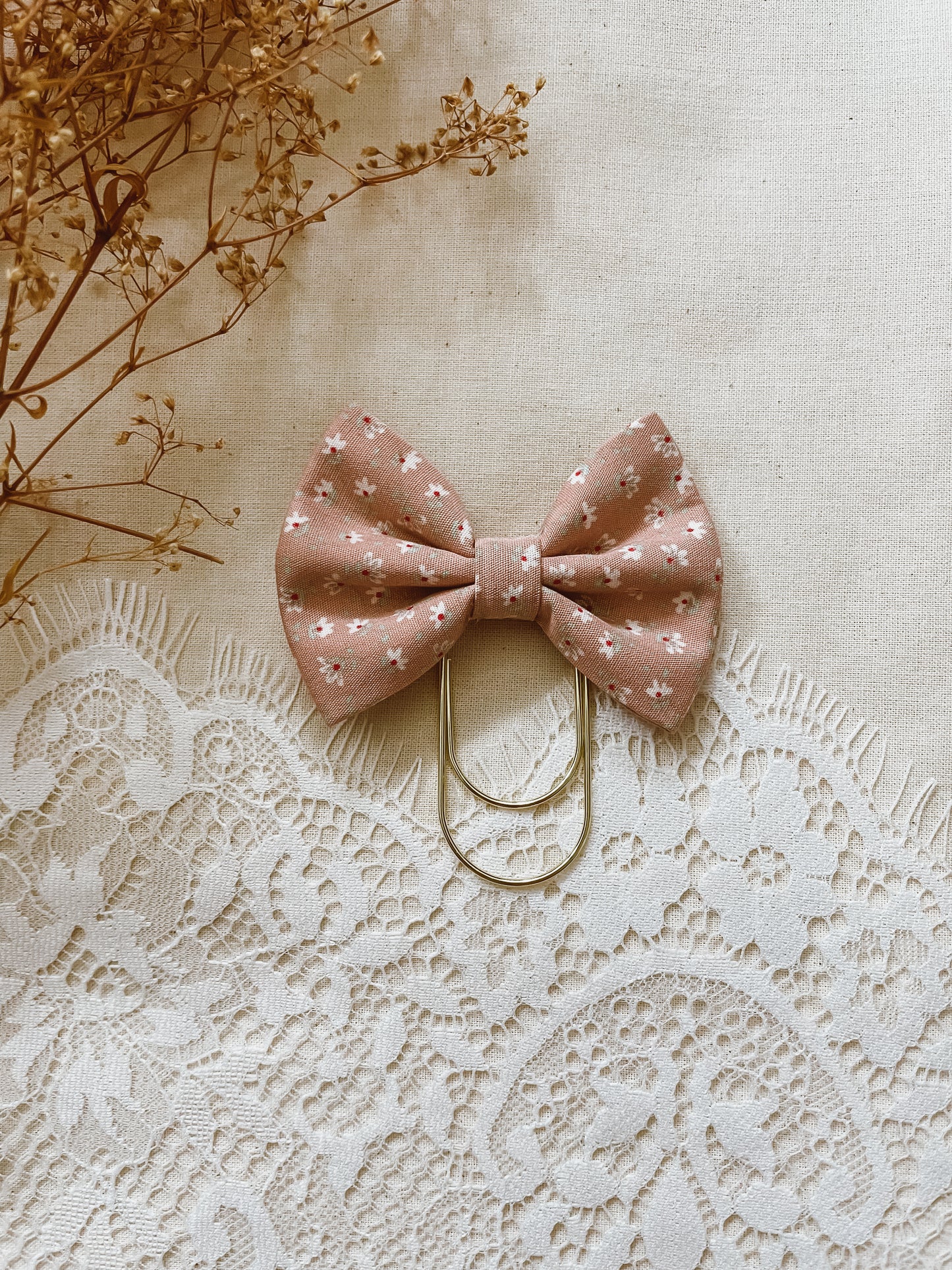 Blush Fall Florals- petite bow bookmark
