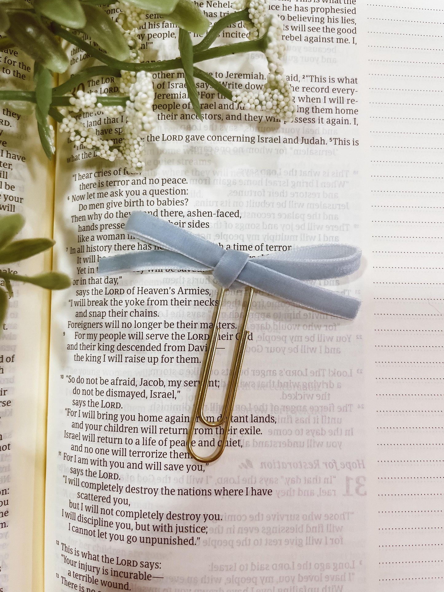 Powder Blue ~ velvet mini bow bookmark