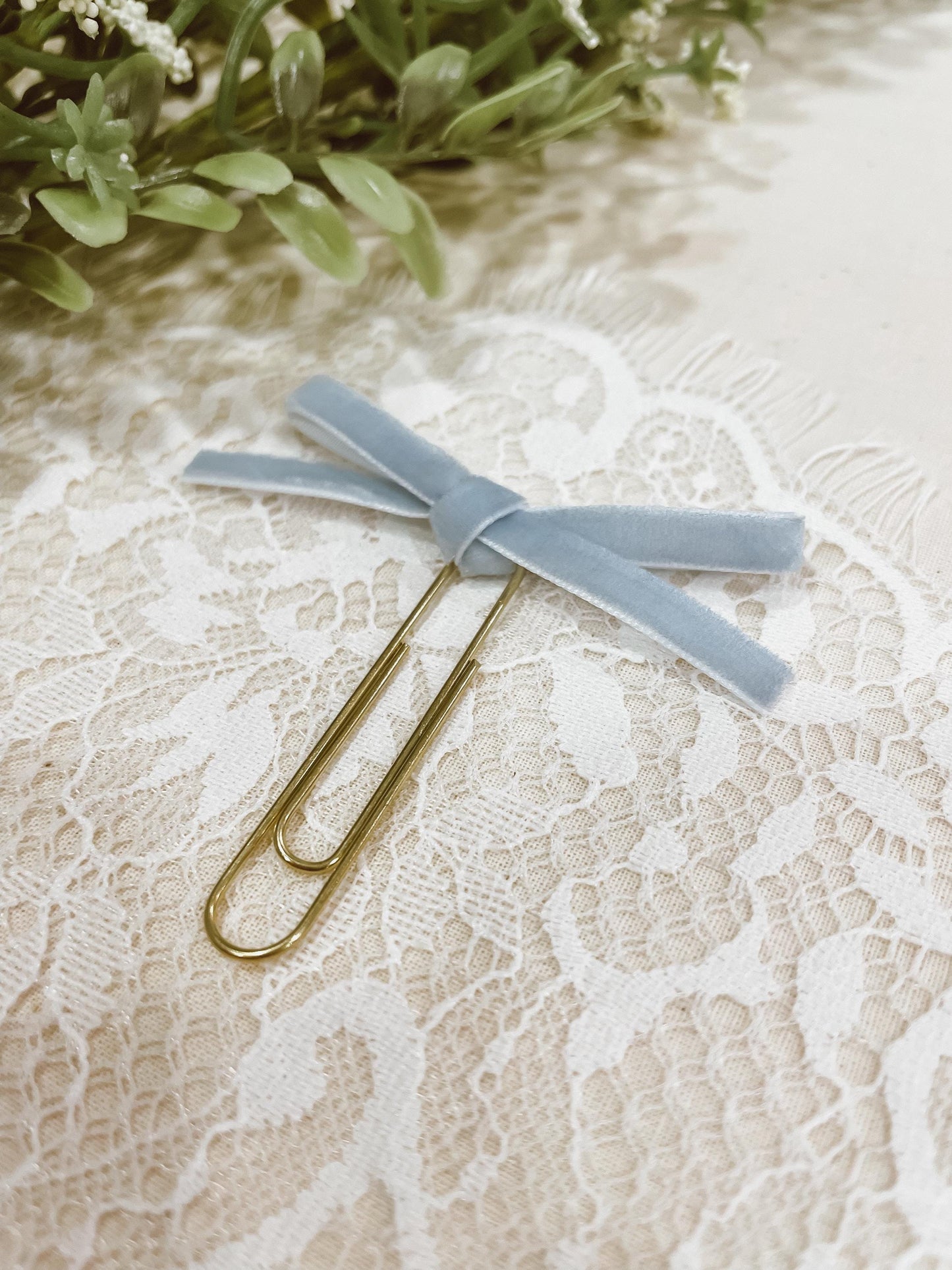 Powder Blue ~ velvet mini bow bookmark