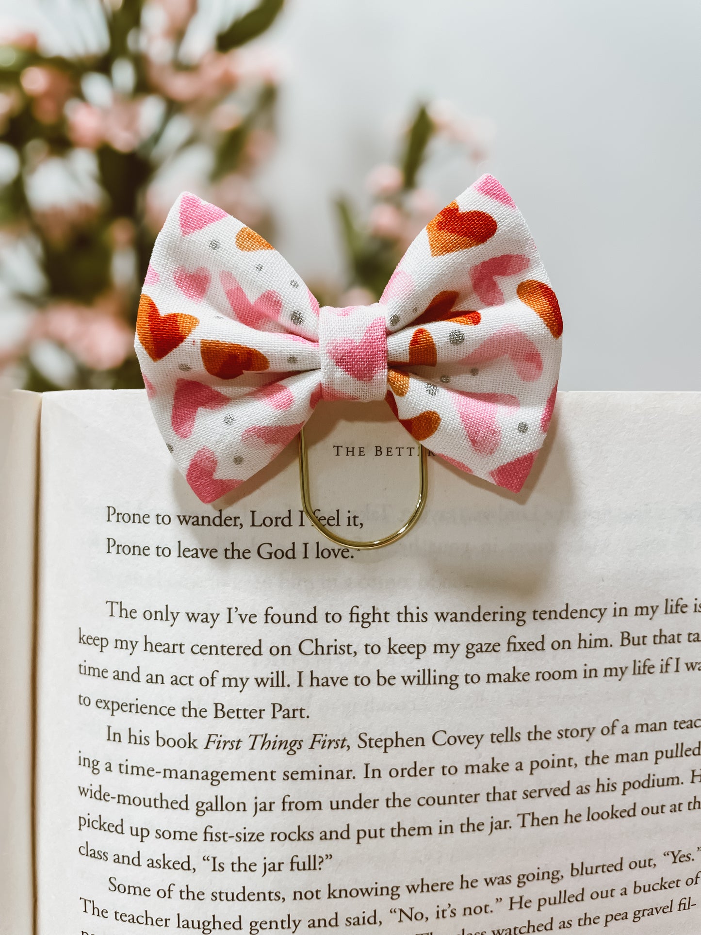 Candy Hearts- petite bow bookmark