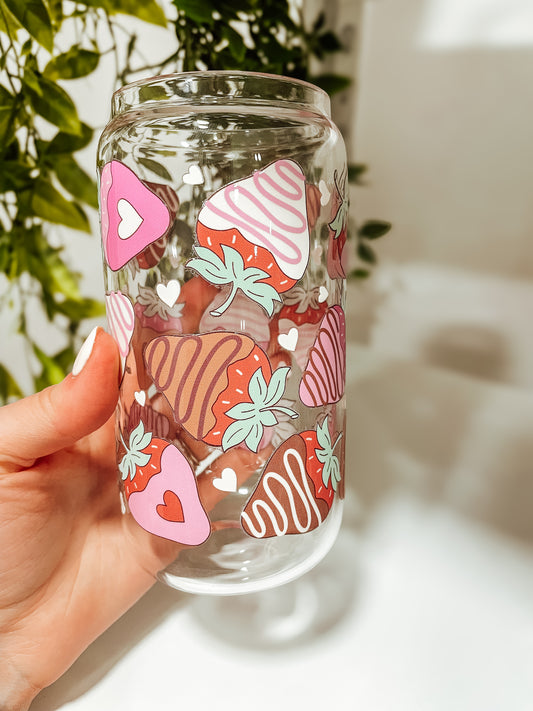 Chocolate Strawberries - 16oz glass tumbler