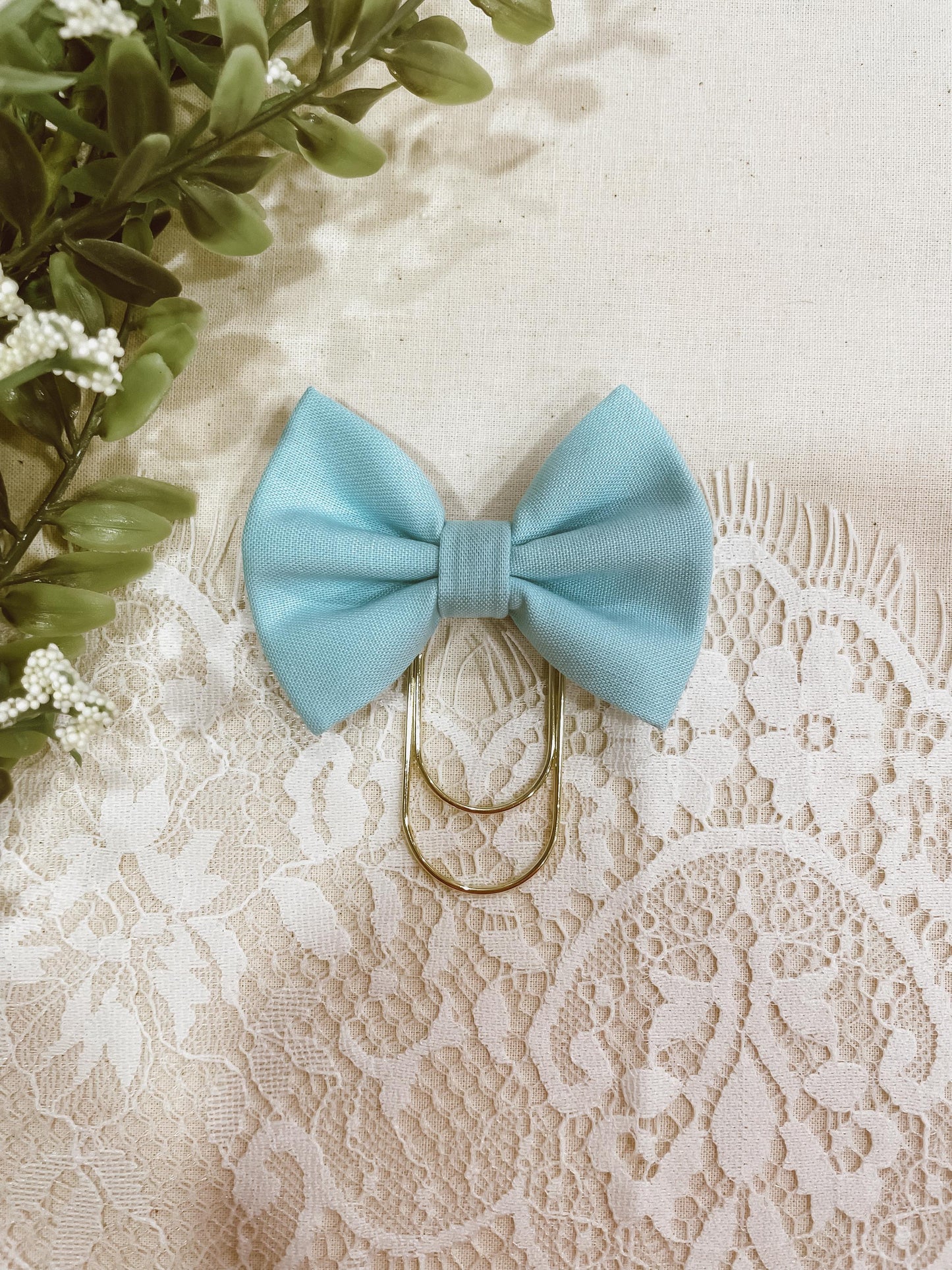 Aqua- petite bow bookmark