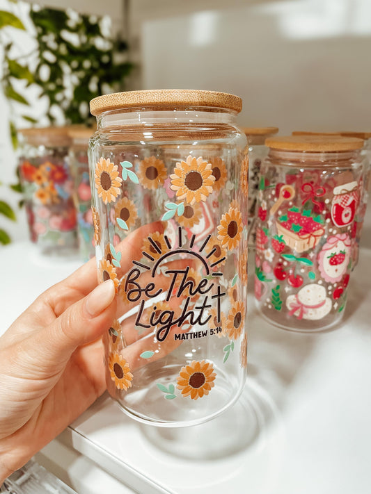 Sunflower ~ Matthew 5:14 - 16oz glass tumbler