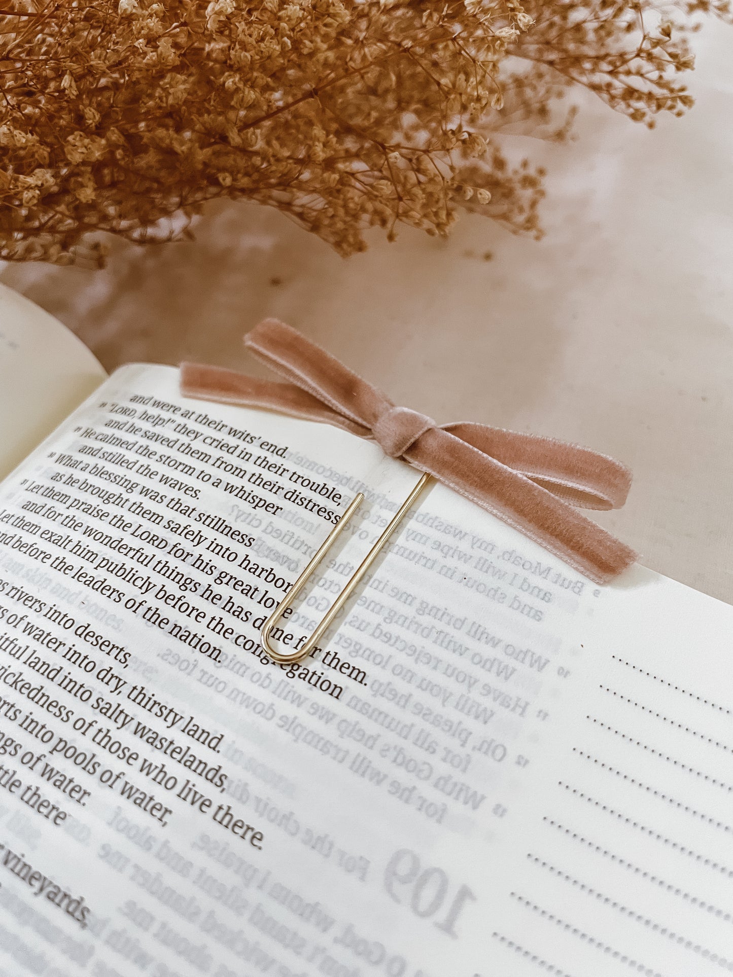 Taupe- velvet ribbon bookmark