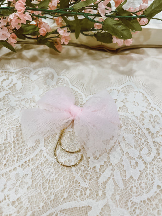 Blush Tulle- bow bookmark