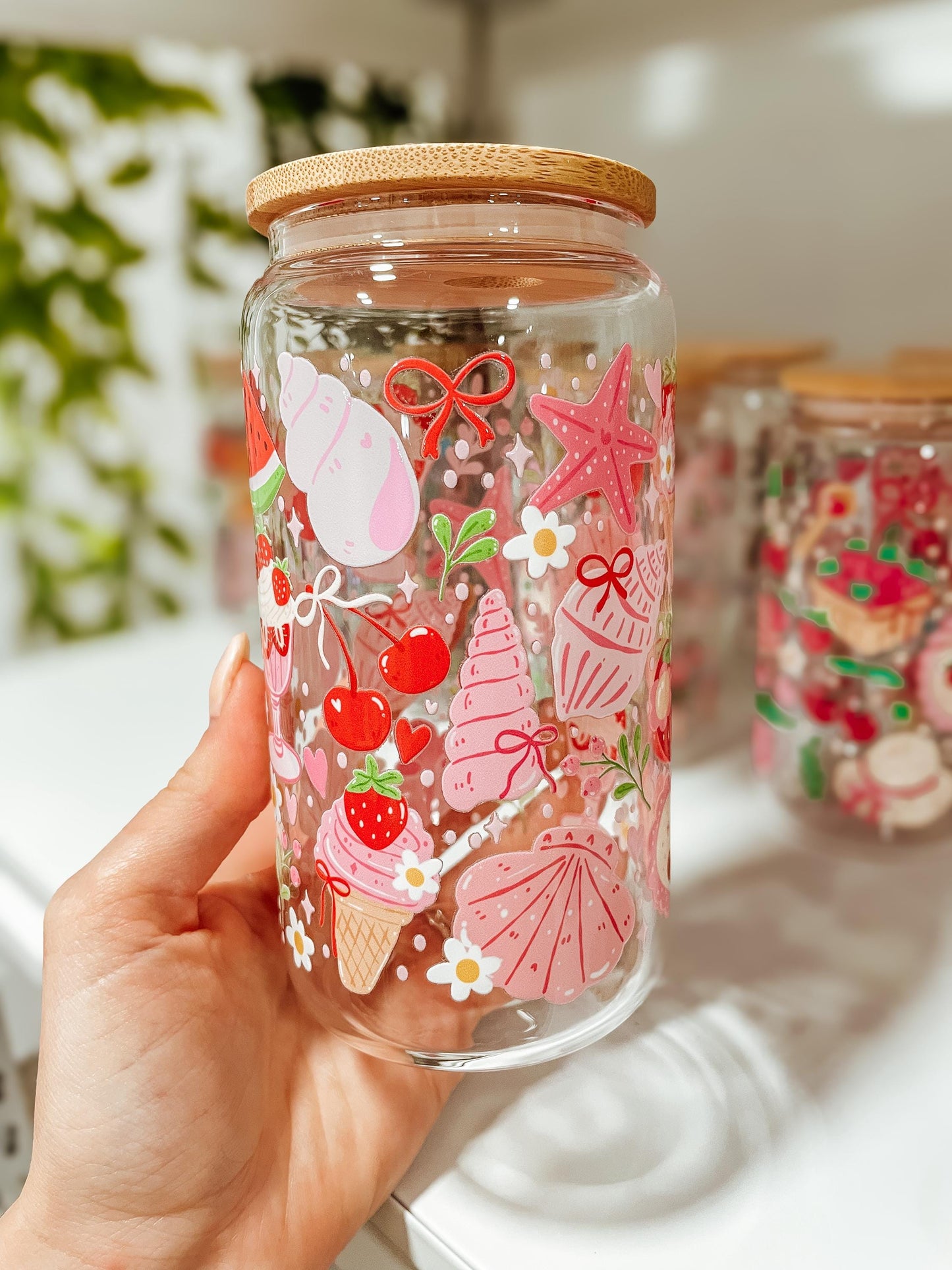 Pink Beach - 16oz glass tumbler