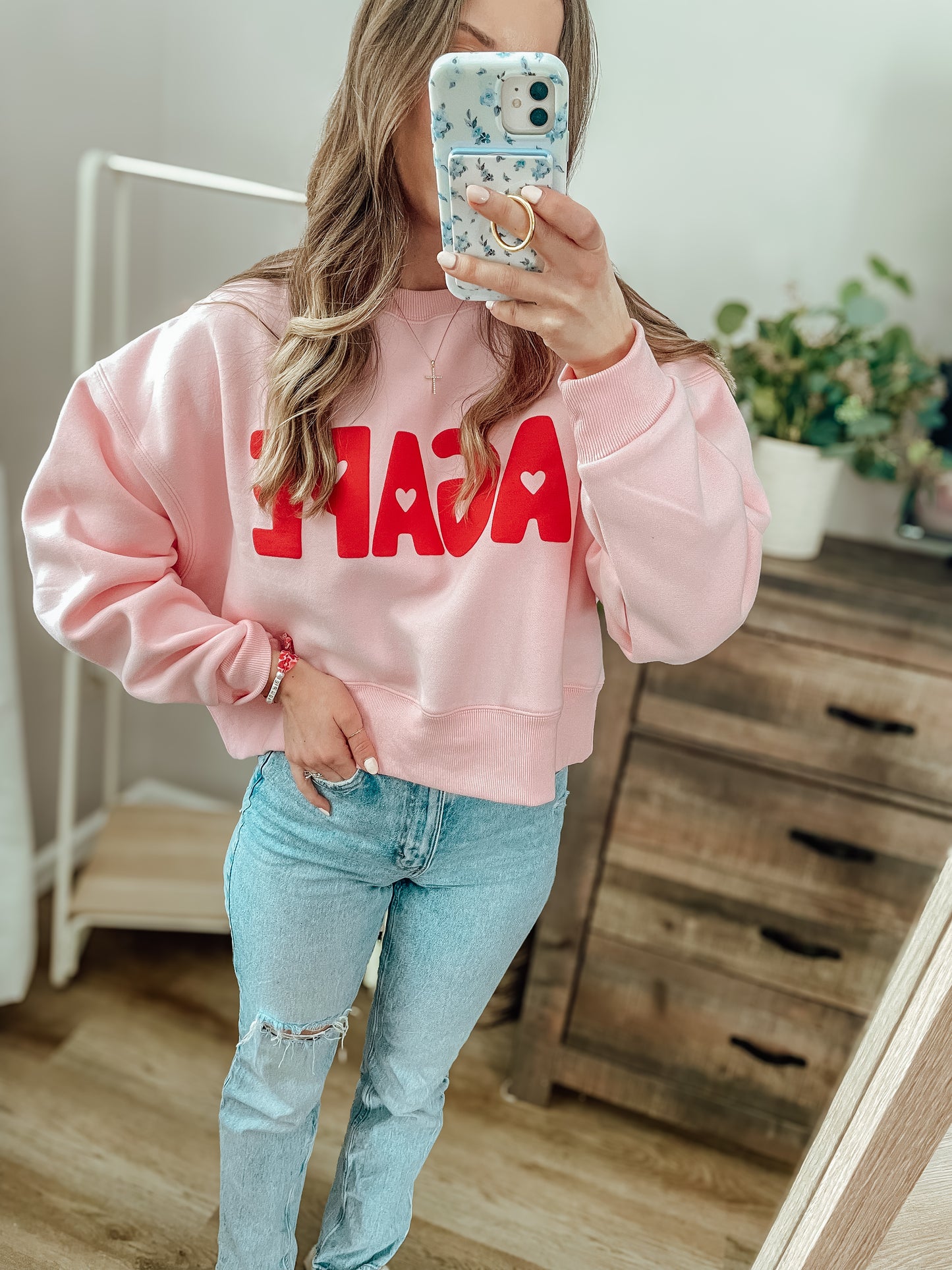 Agape Crop Crew + Bracelet set