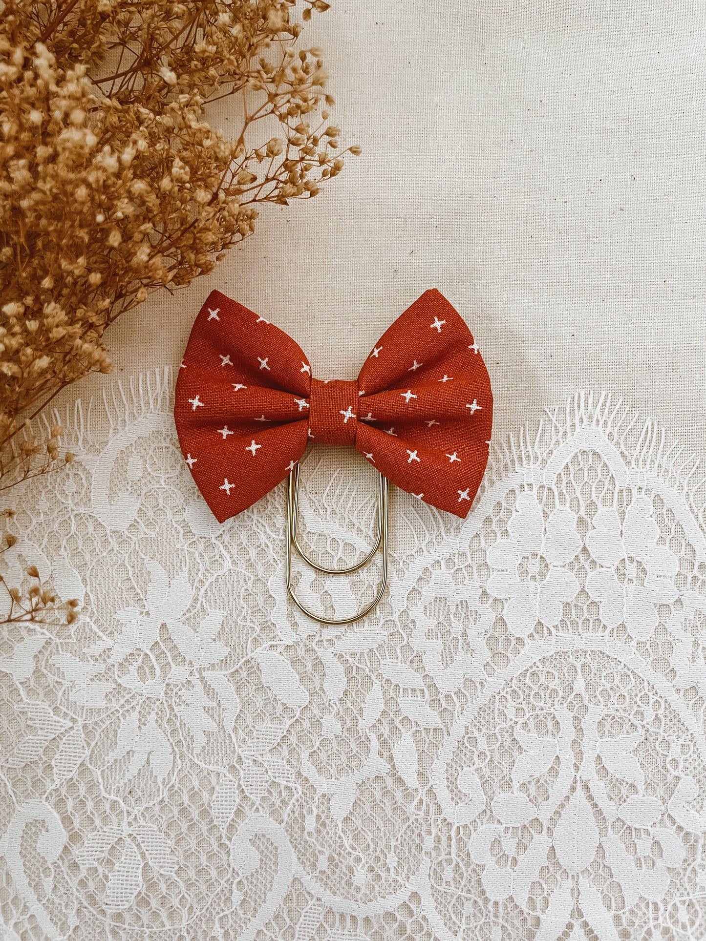 Terracotta Cross-petite bow bookmark