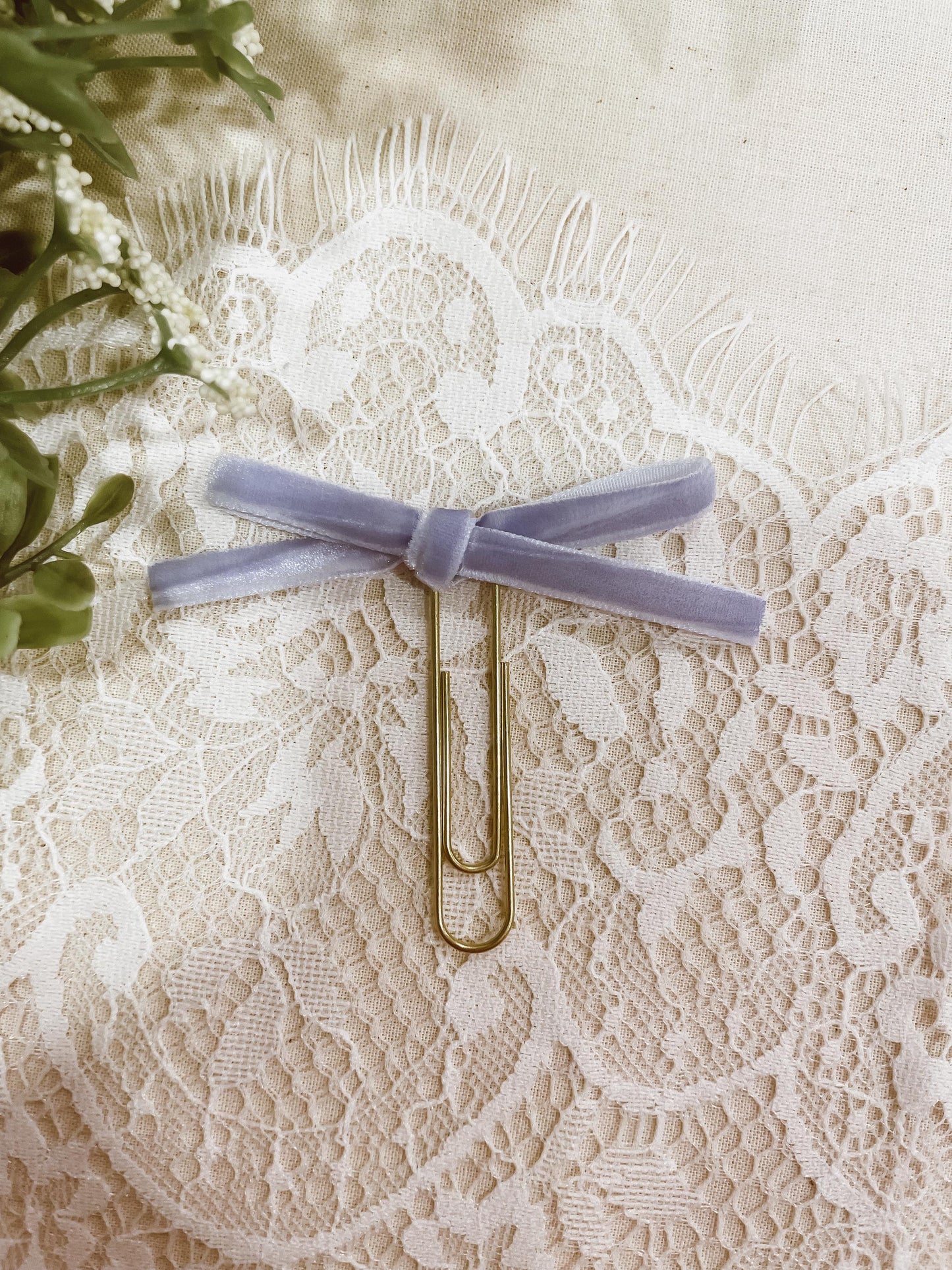 Periwinkle ~ velvet mini bow bookmark
