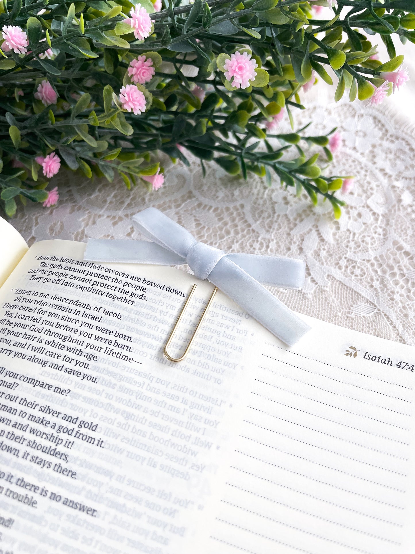 Mint Blue- velvet ribbon bookmark