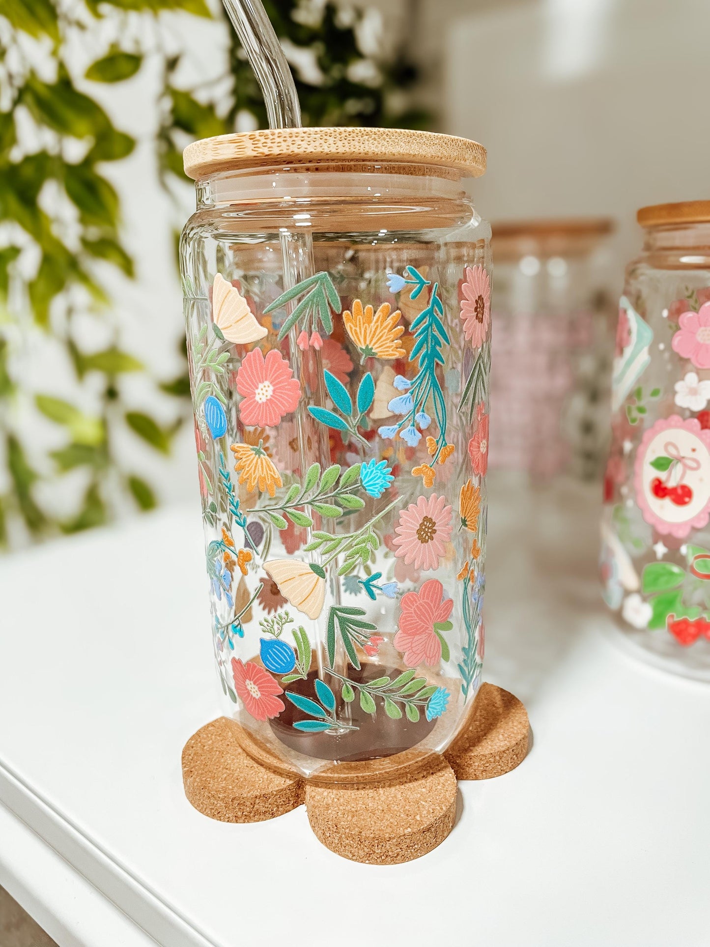 Summer Garden - 16oz glass tumbler