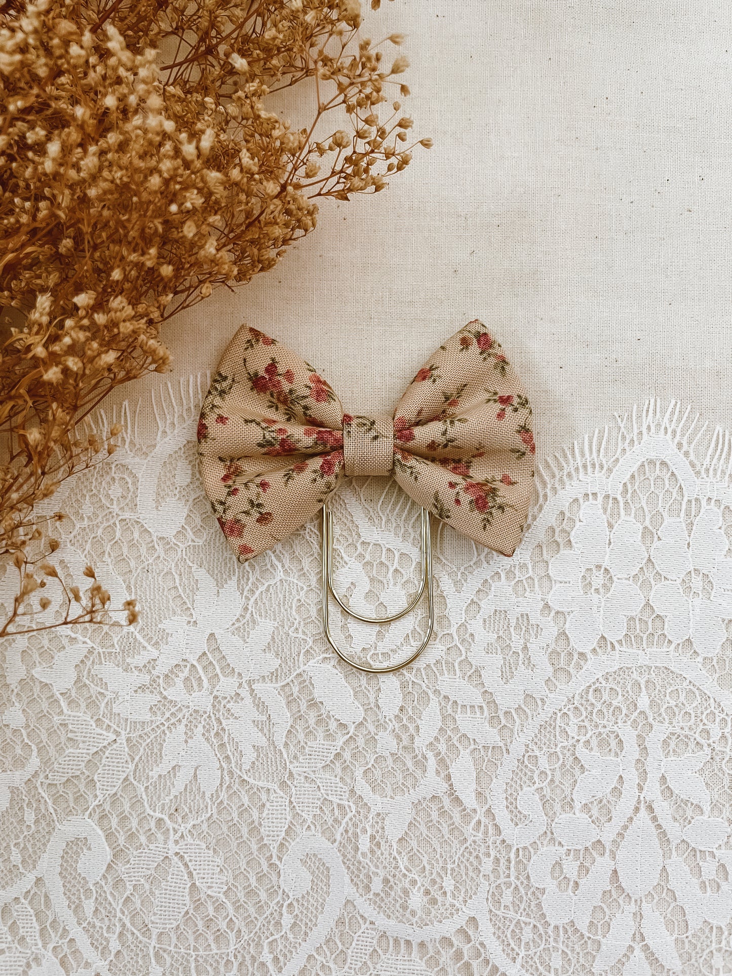 Vintage Rose- petite bow bookmark