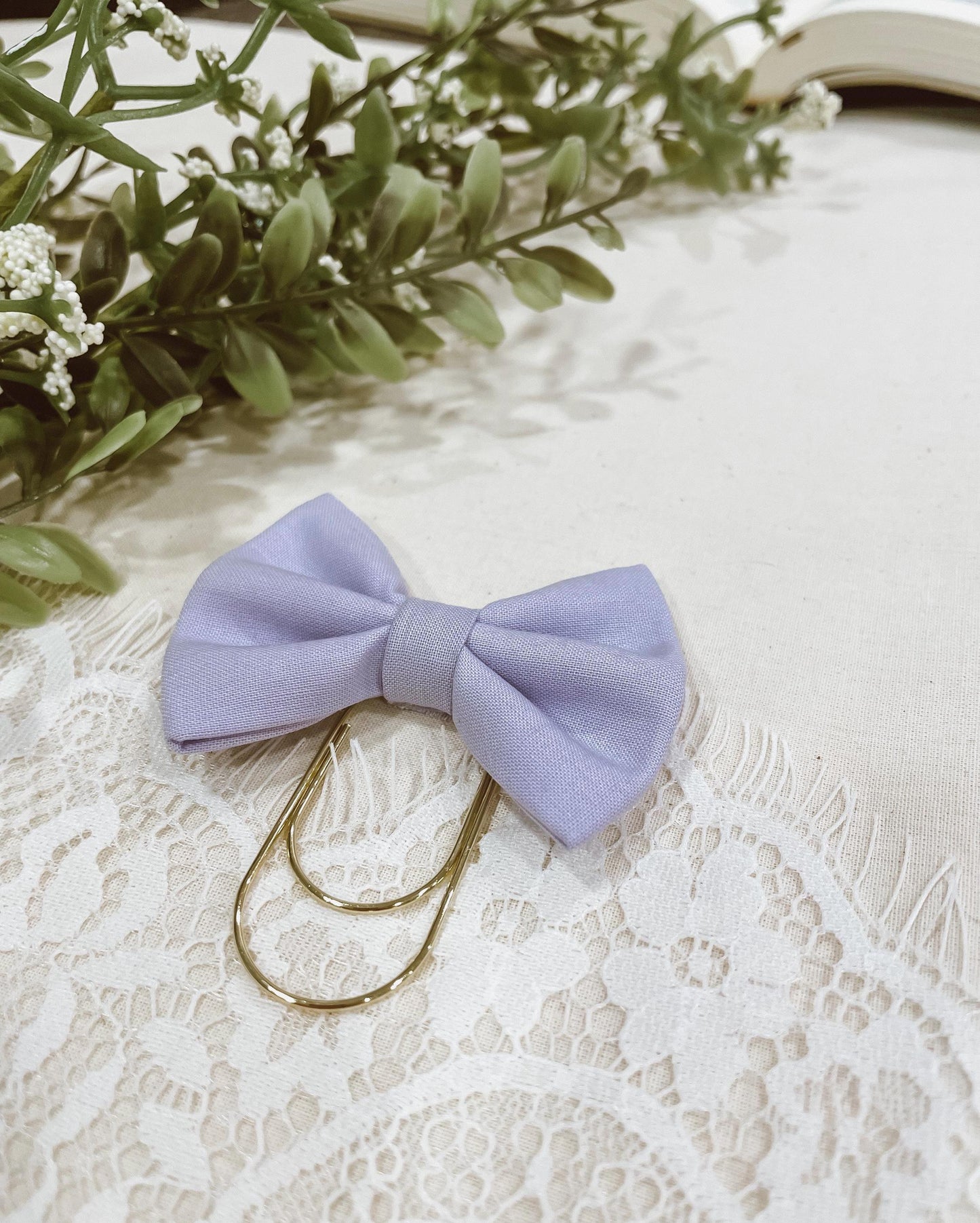Lilac - petite bow bookmark