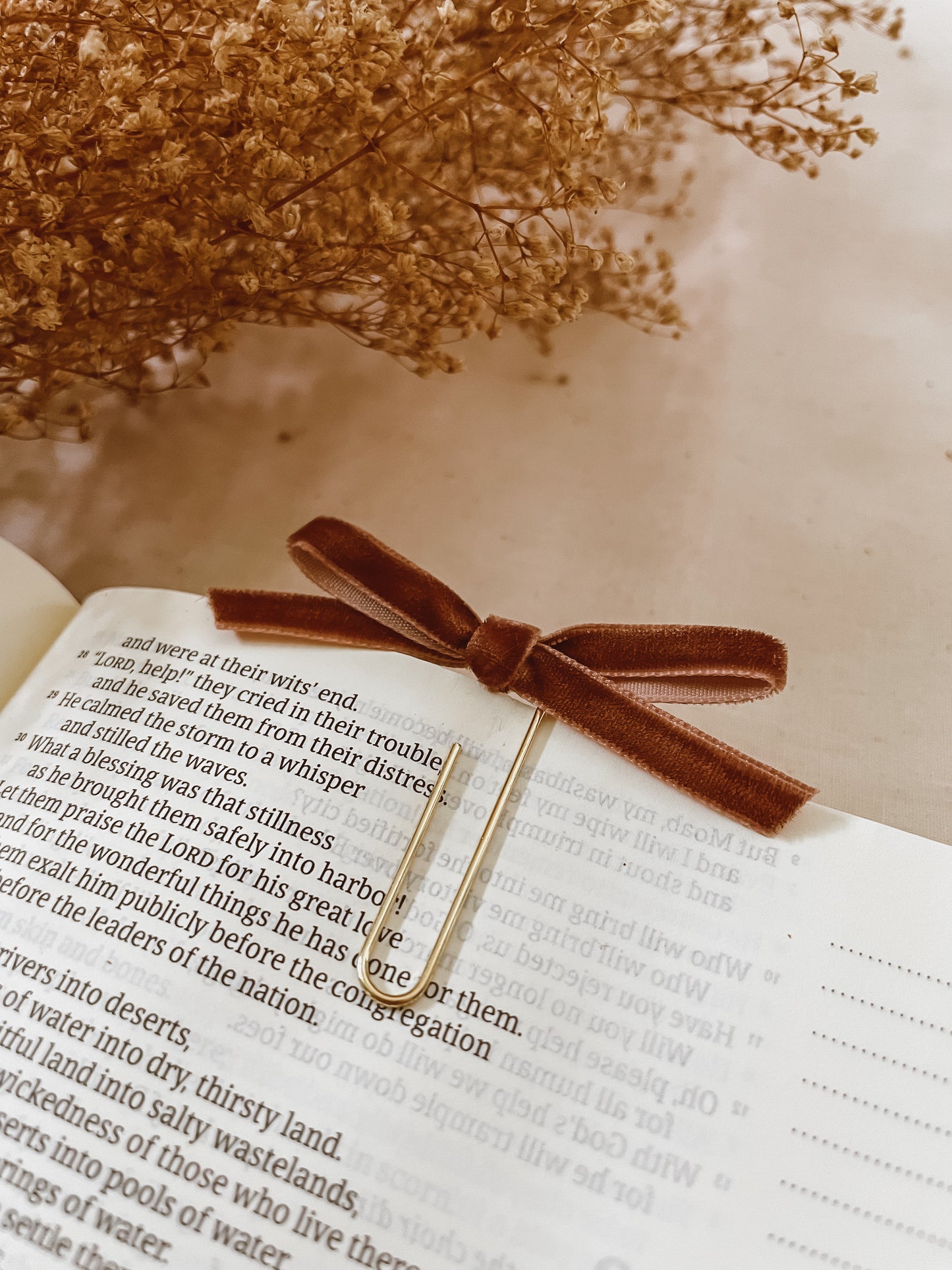 Mocha- velvet ribbon bookmark