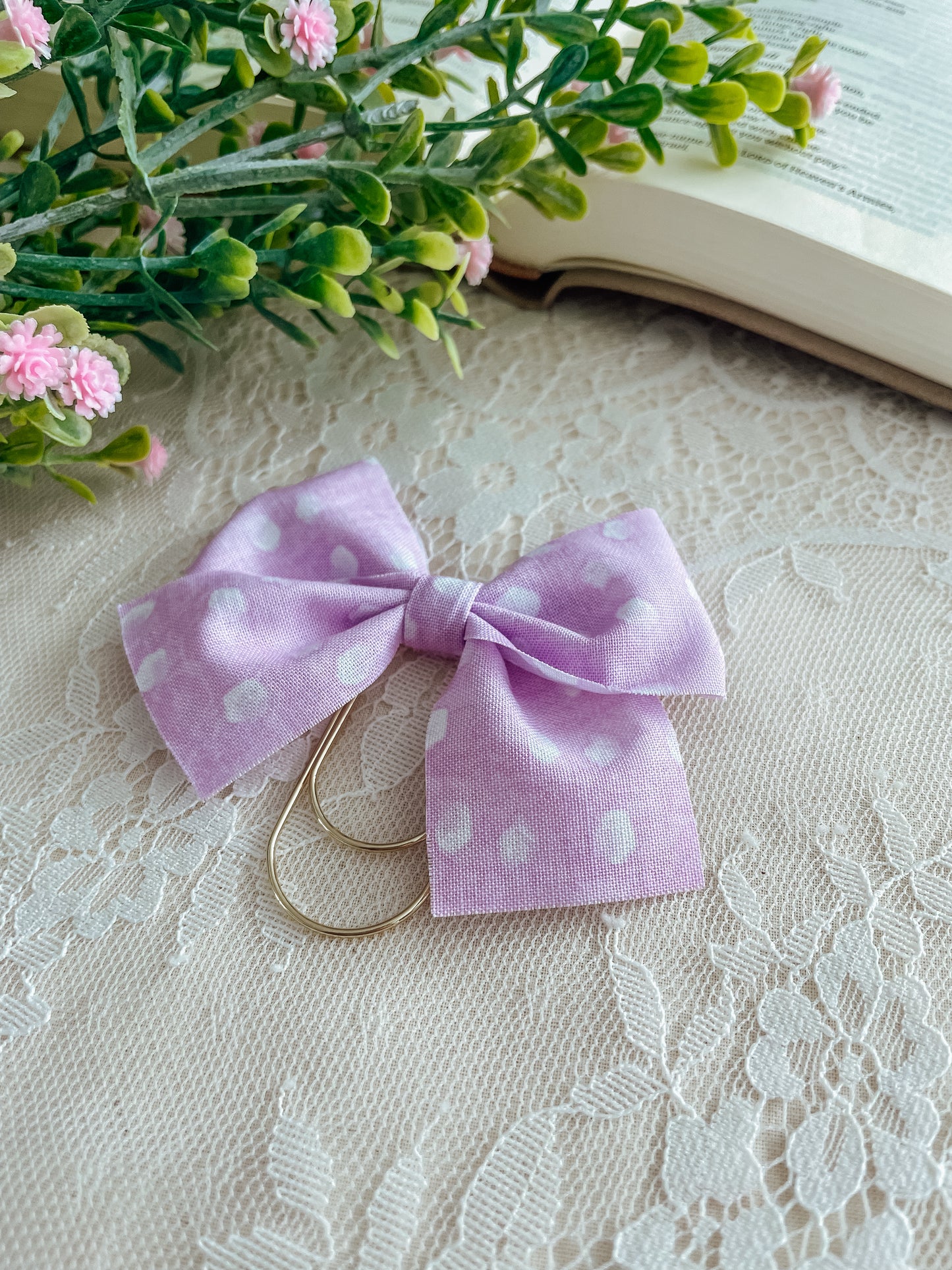 Purple Polka Dot- bow bookmark
