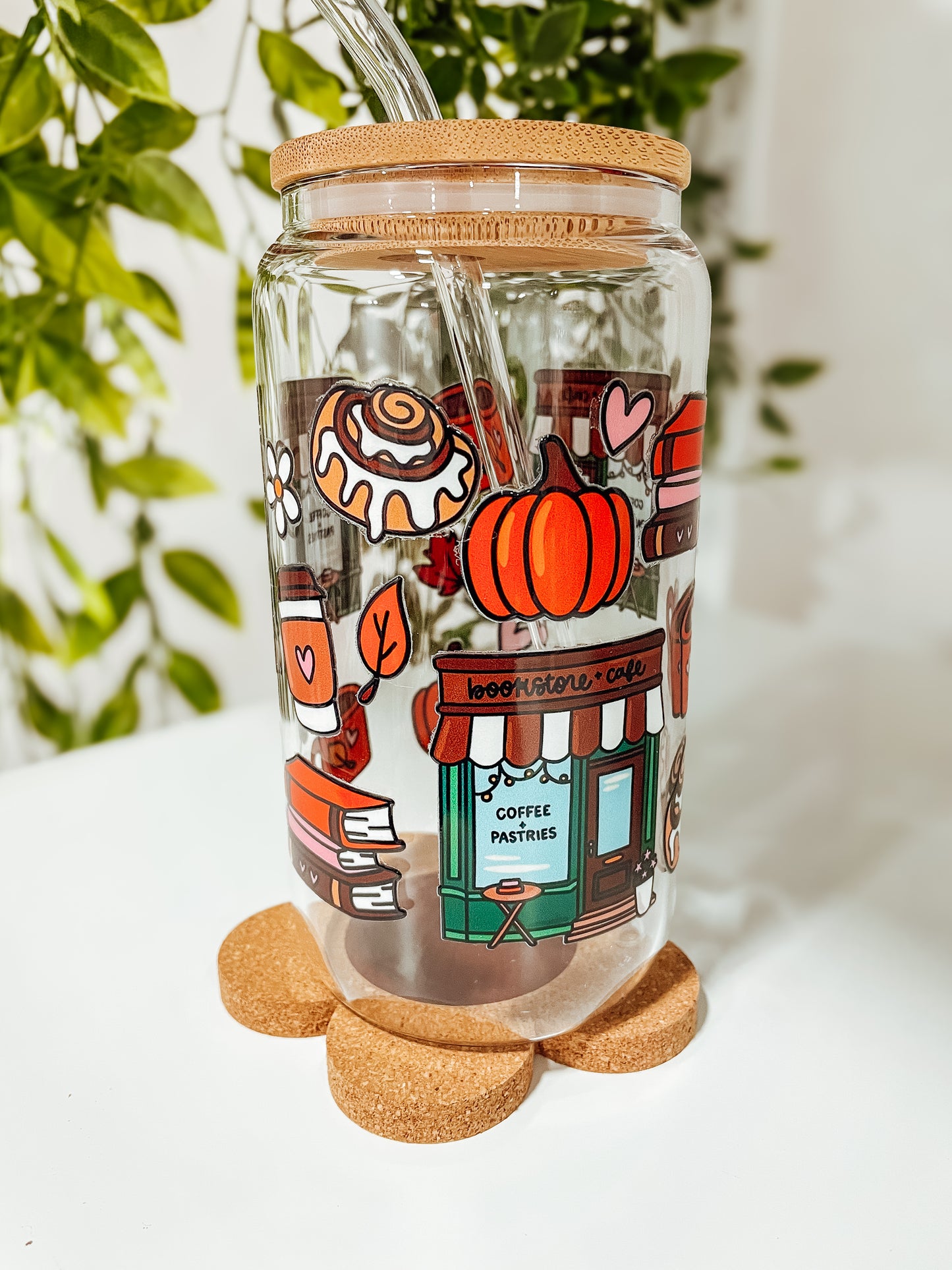 Pastries & Bookstore-16oz glass tumbler