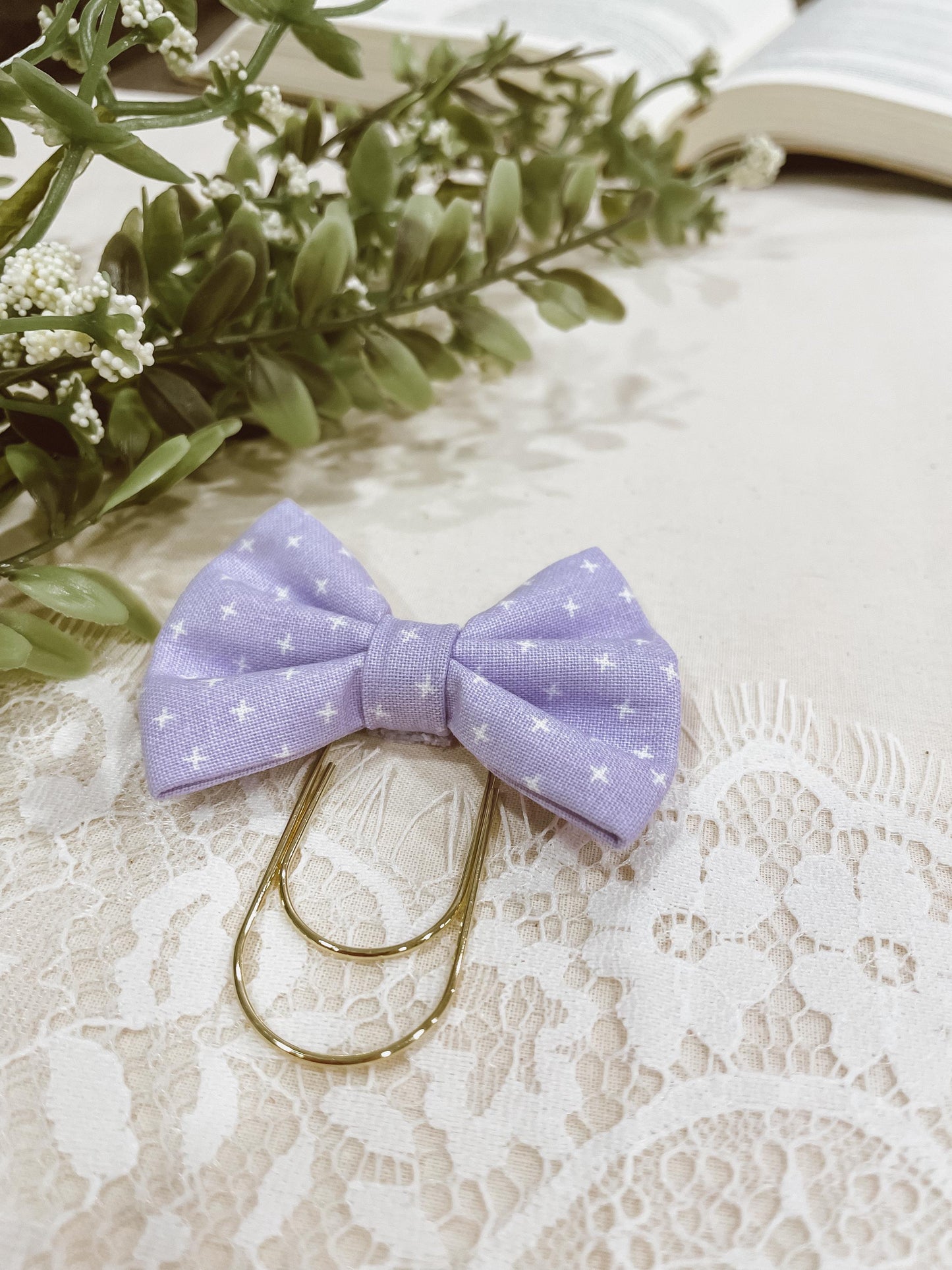 Lilac Cross- petite bow bookmark