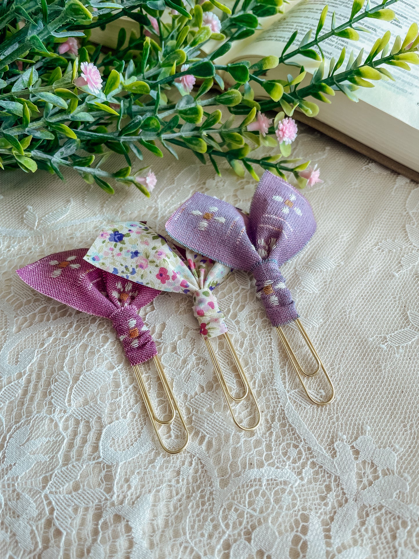 Violet florals ~ set of 3 page markers