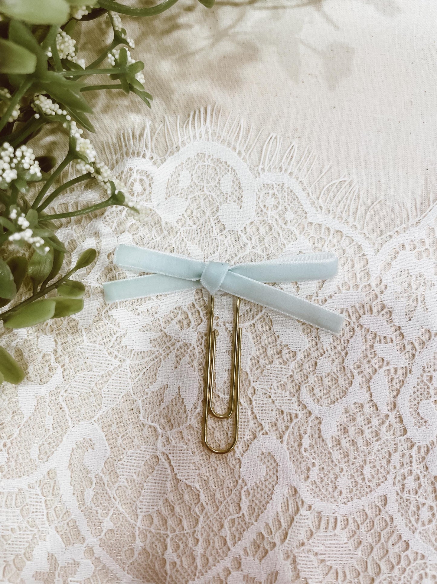 Mint ~ velvet mini bow bookmark