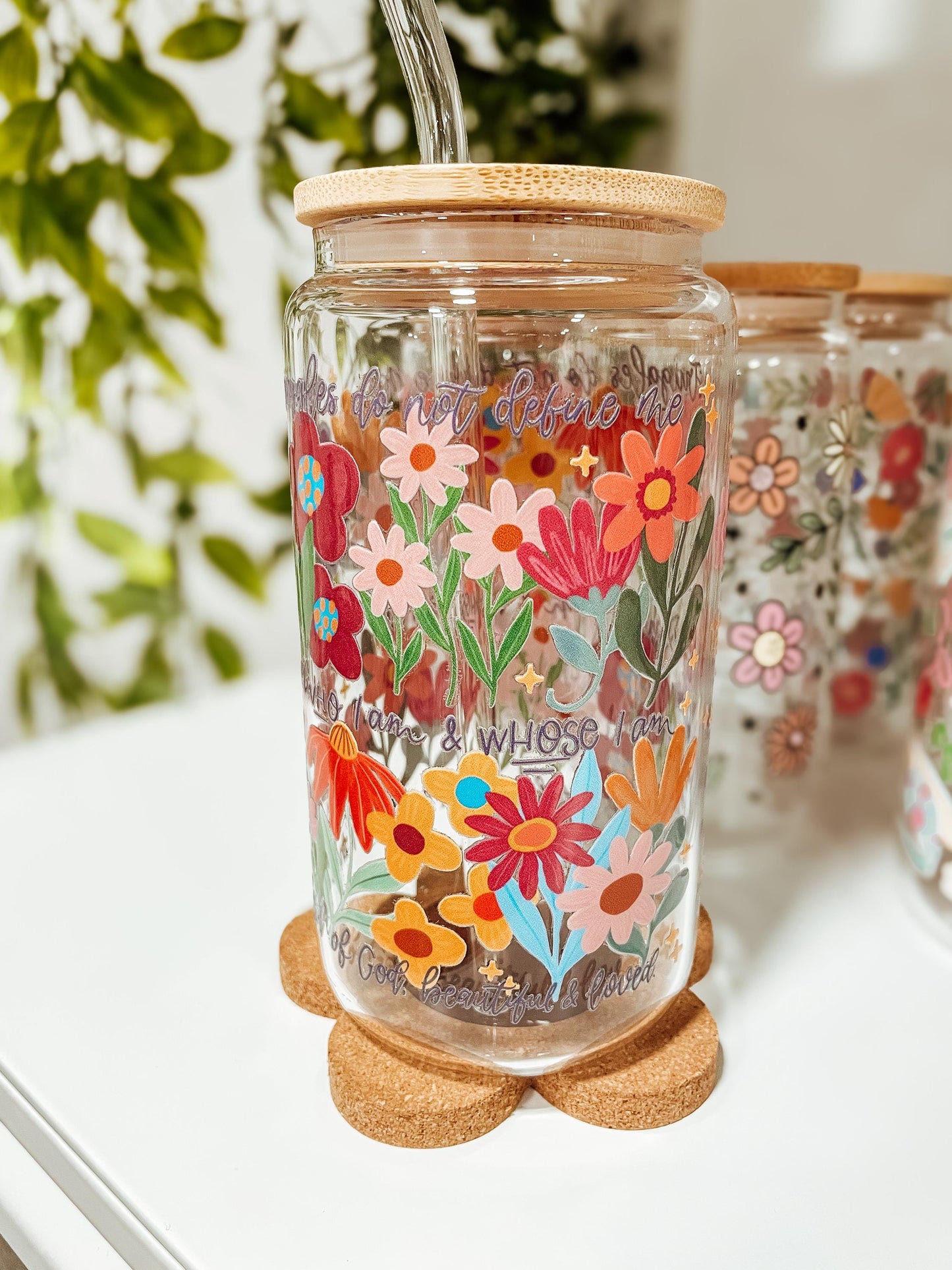Child of God florals - 16oz glass tumbler