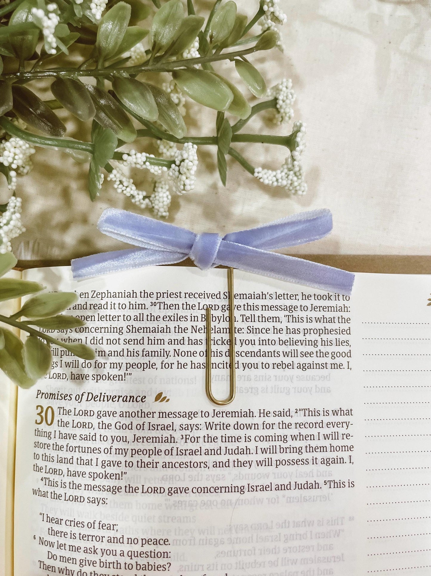 Periwinkle ~ velvet mini bow bookmark
