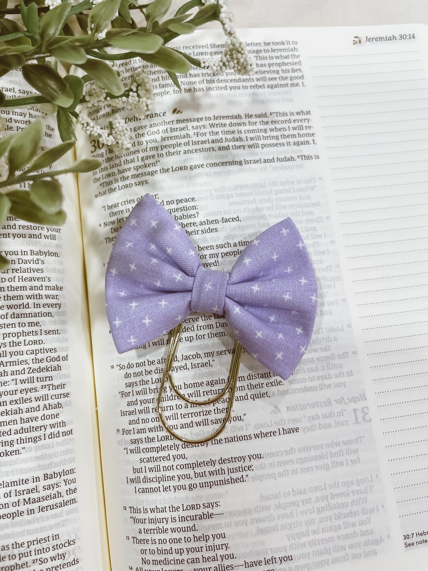 Lilac Cross- petite bow bookmark