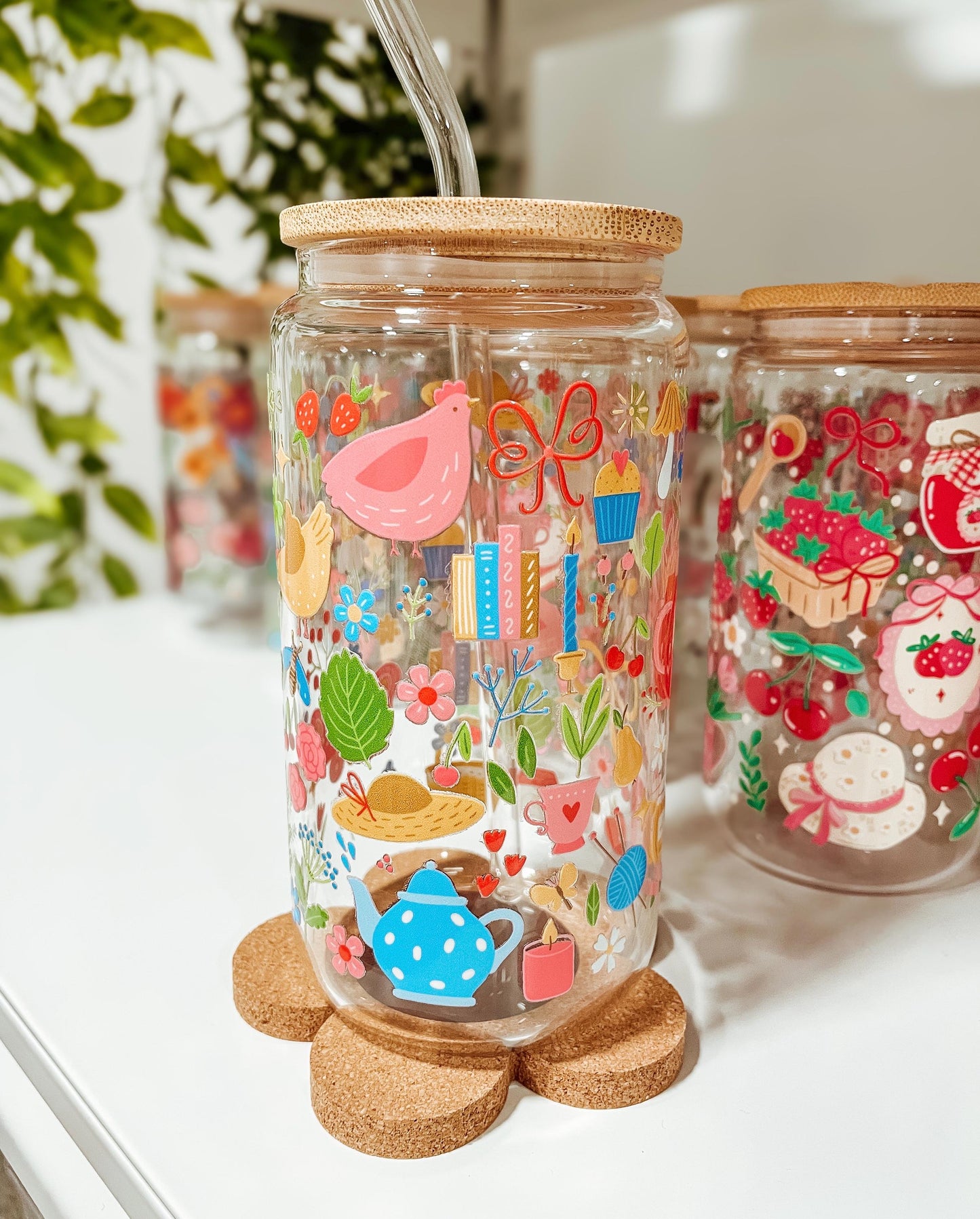 Summer Farmhouse - 16oz glass tumbler