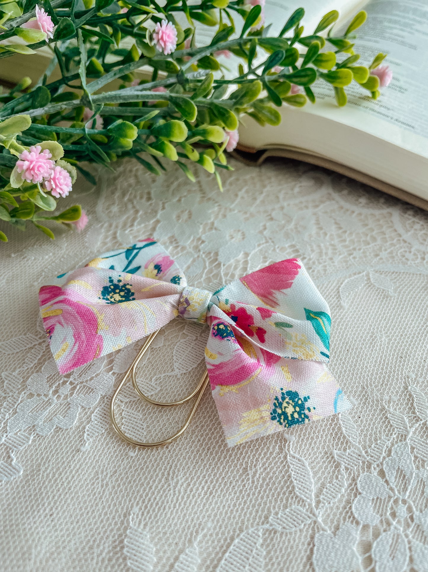 Bright Spring Florals- bow bookmark