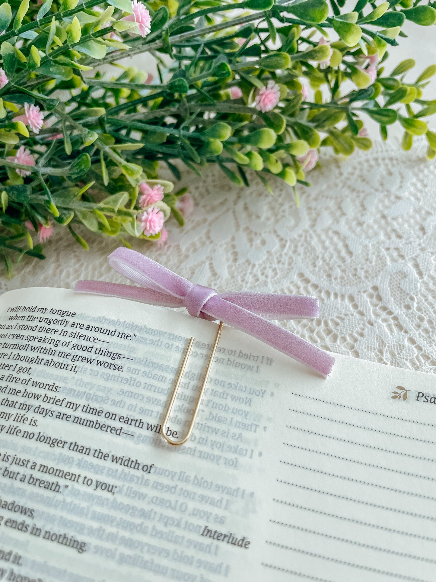 Wisteria ~ velvet mini bow bookmark