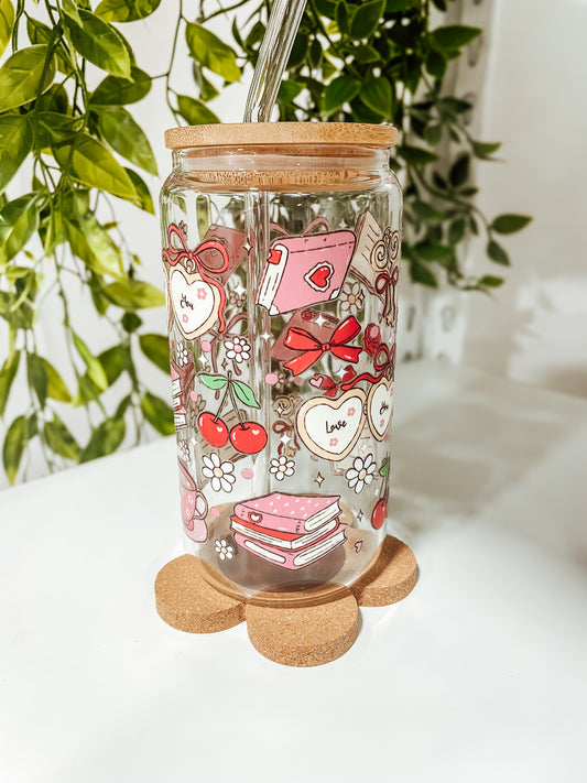 Coquette Bookish Girlie- 16 oz glass tumbler