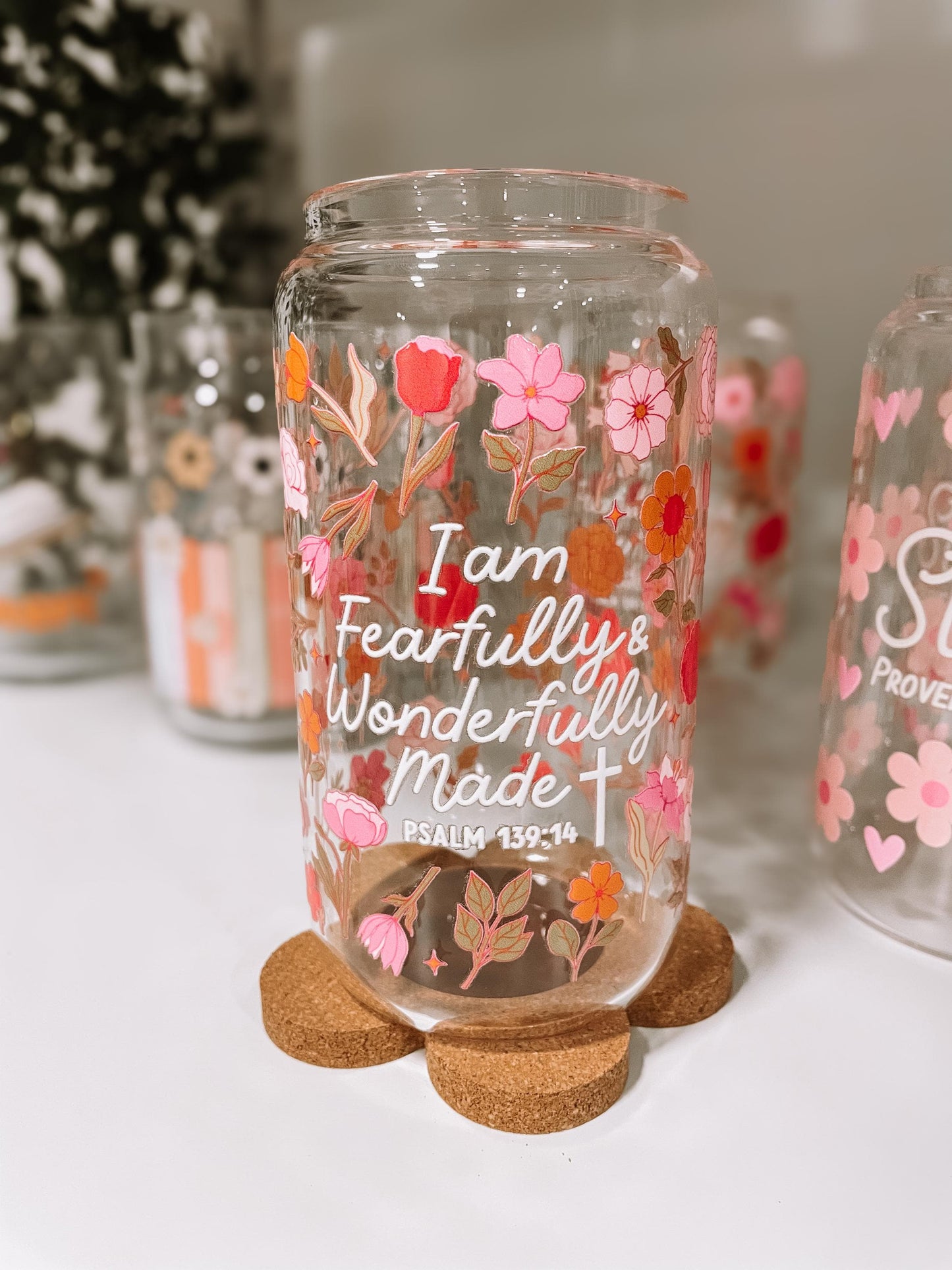 Wonderfully Made~ Psalm 139:14 - 16oz glass tumbler