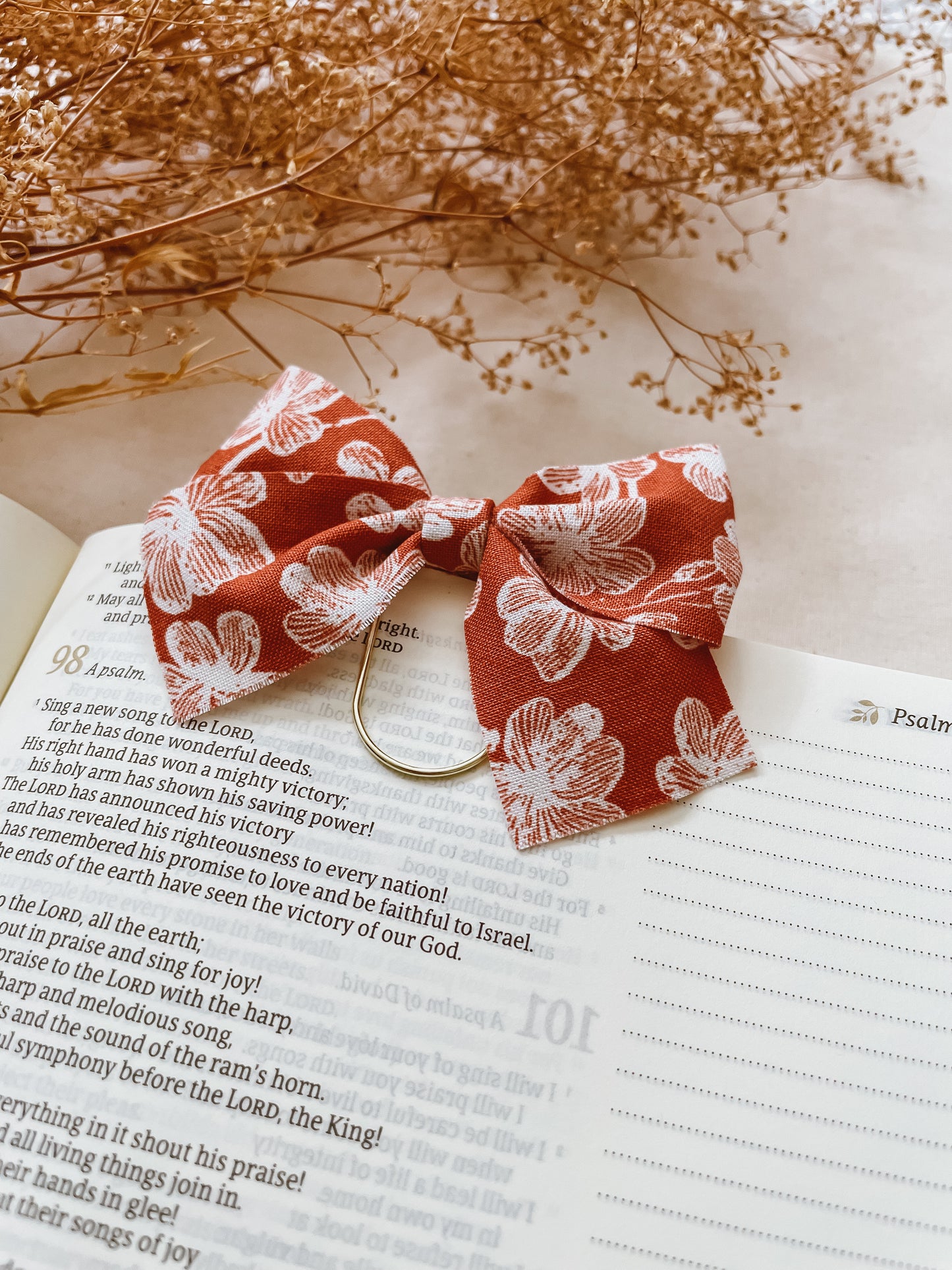 Terracotta Florals-bow bookmark