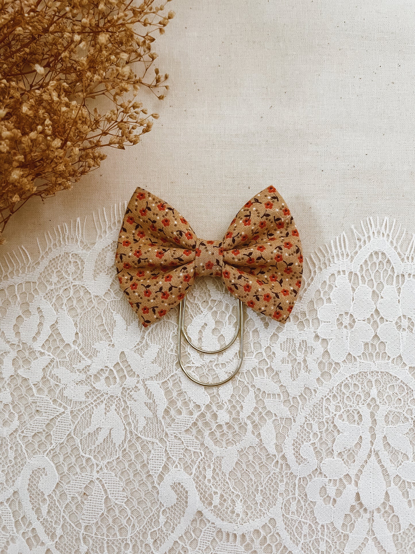 Autumn Blooms-petite bow bookmark