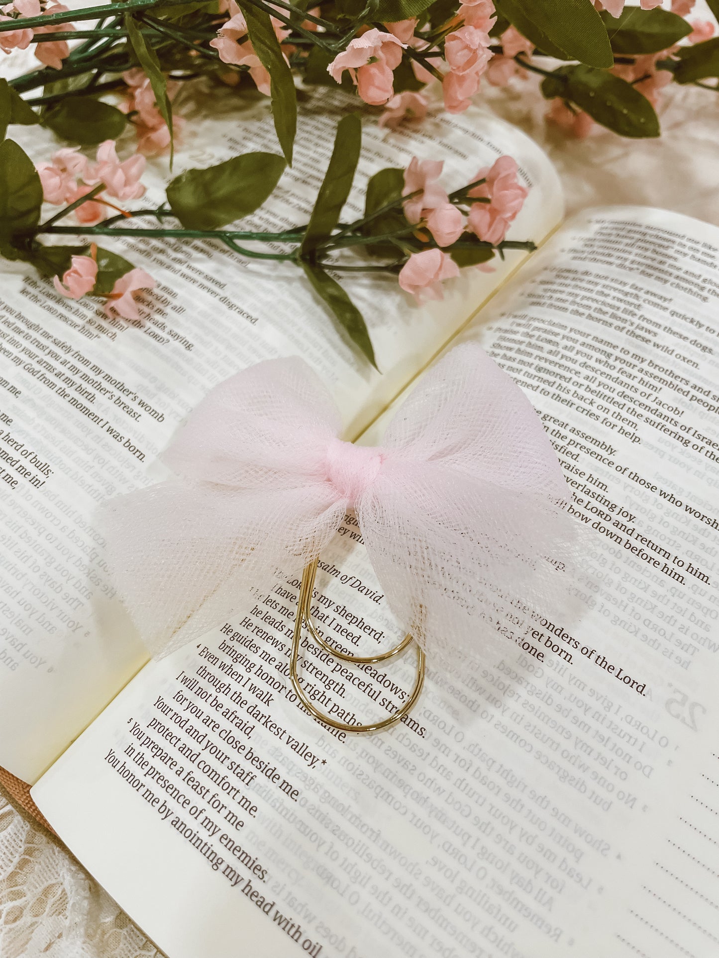 Blush Tulle- bow bookmark