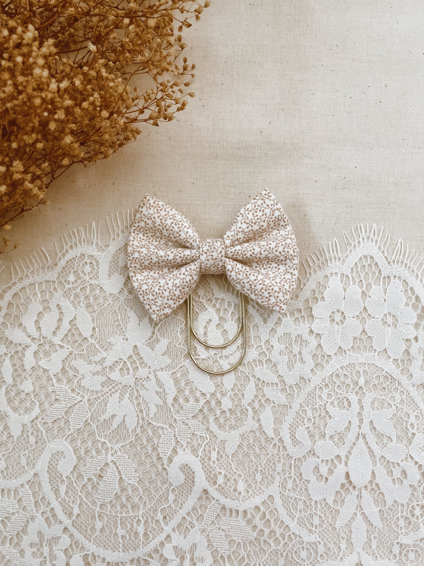 Neutral Fall Florals- petite bow bookmark