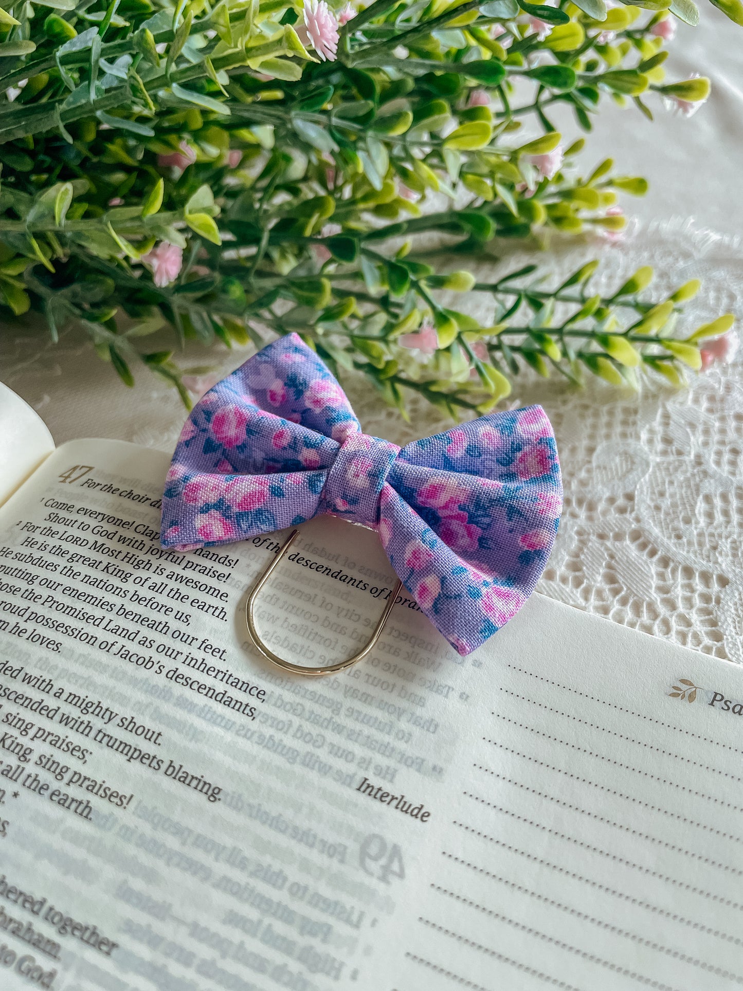 Peony Blossom- petite bow bookmark