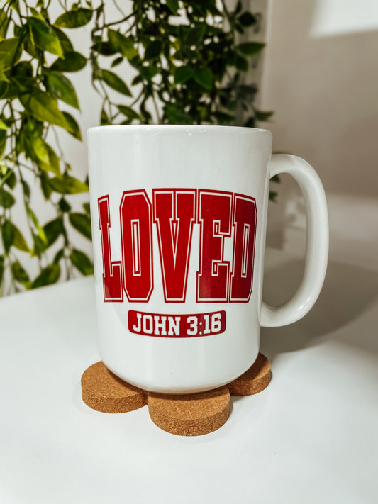 Loved John 3:16 red- 15oz mug