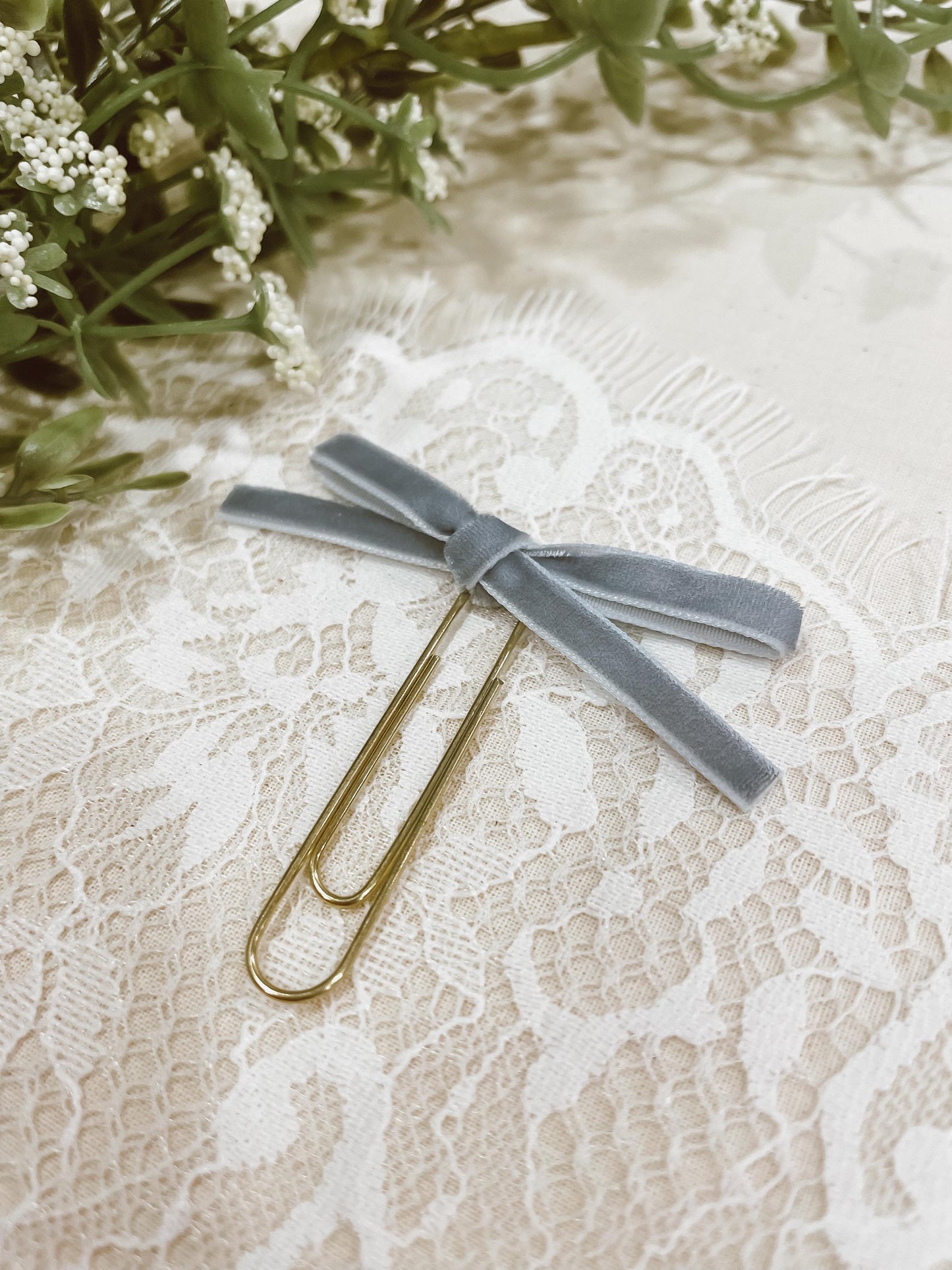 French Blue ~ velvet mini bow bookmark